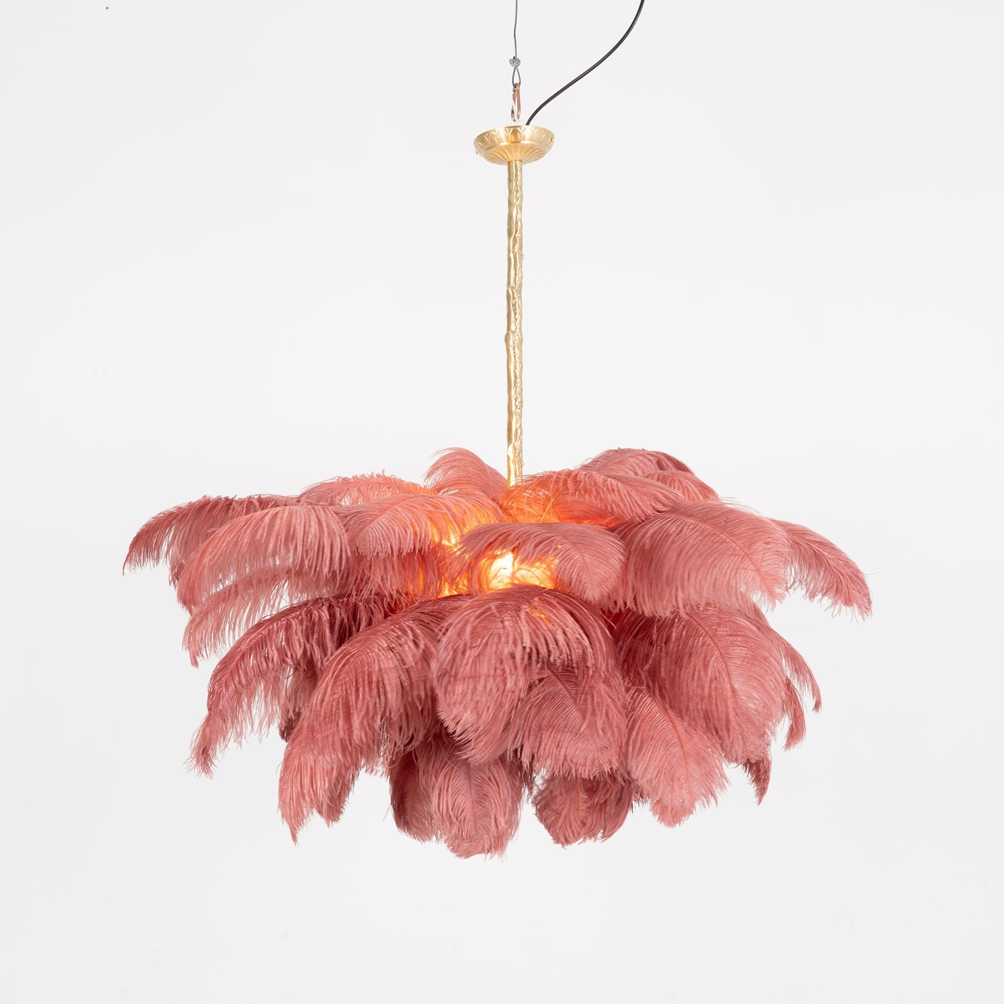 Veren Kroonluchter 56 Handgekleurde Pluimen Messing Fitting Goud Zilver Hollywood Glamour Statement Verlichting | Sansoti