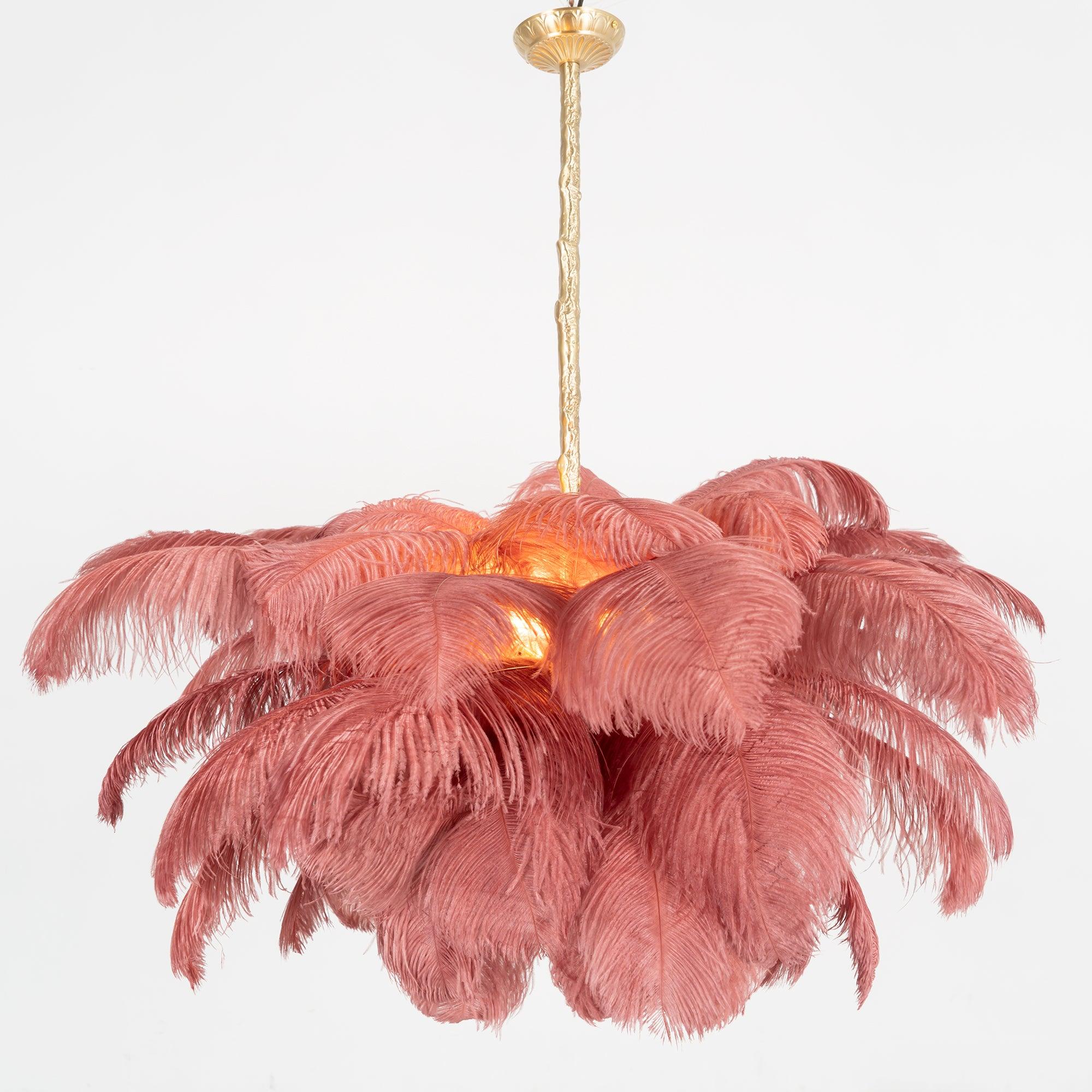 Veren Kroonluchter 56 Handgekleurde Pluimen Messing Fitting Goud Zilver Hollywood Glamour Statement Verlichting | Sansoti