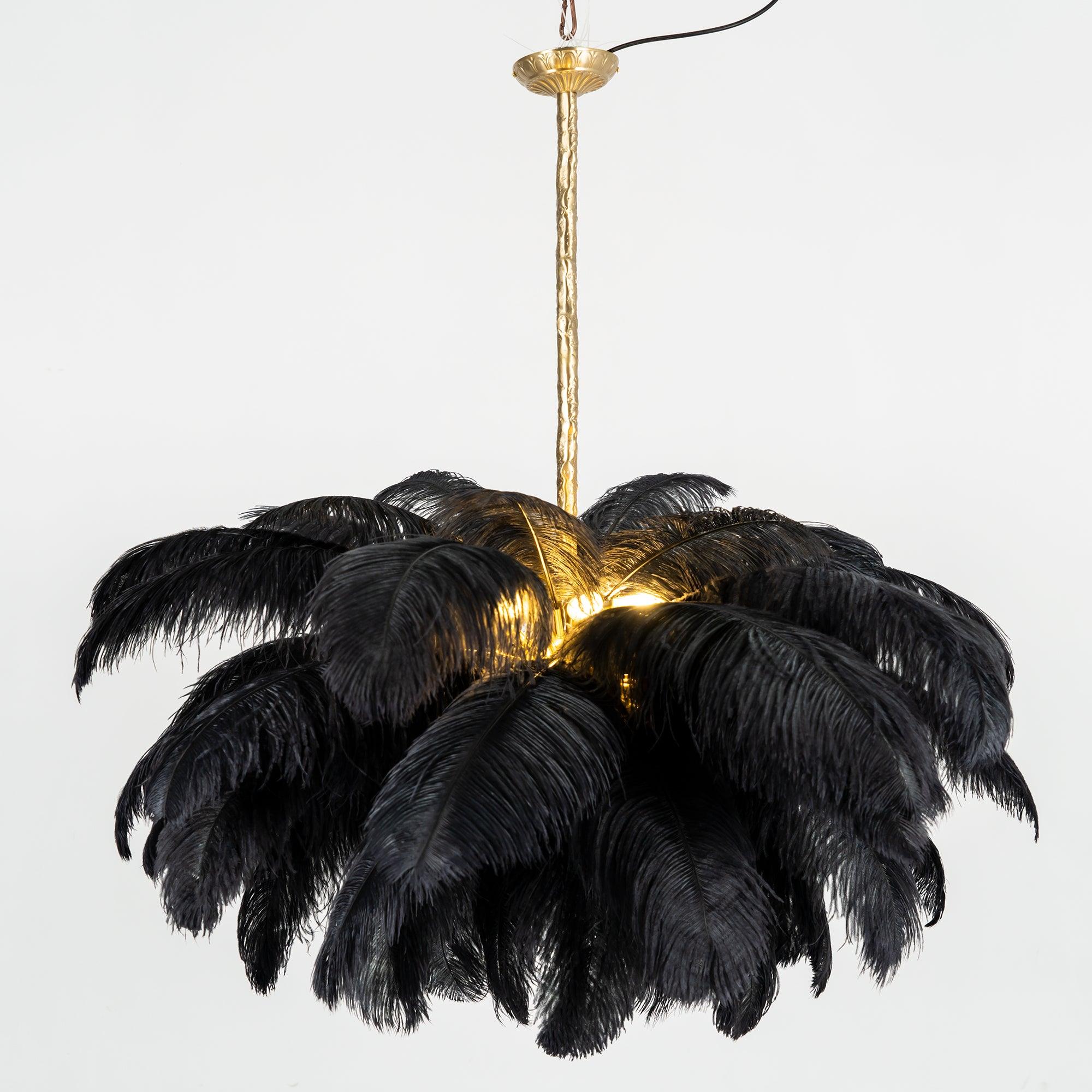 Veren Kroonluchter 56 Handgekleurde Pluimen Messing Fitting Goud Zilver Hollywood Glamour Statement Verlichting | Sansoti