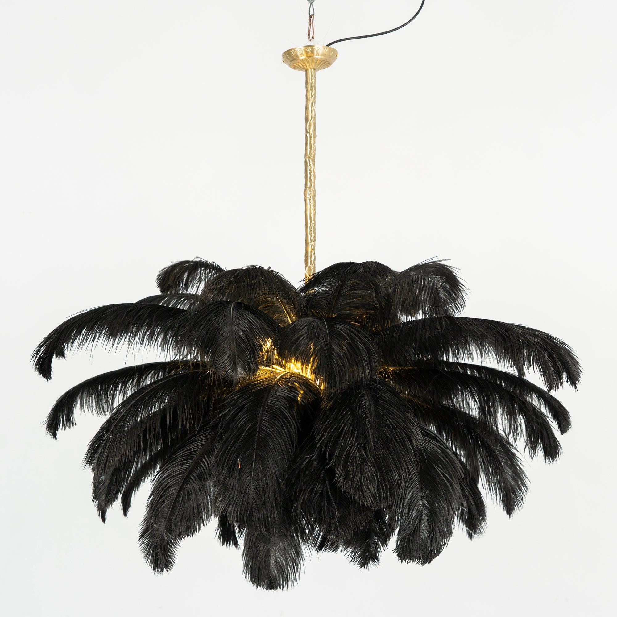 Veren Kroonluchter 56 Handgekleurde Pluimen Messing Fitting Goud Zilver Hollywood Glamour Statement Verlichting | Sansoti