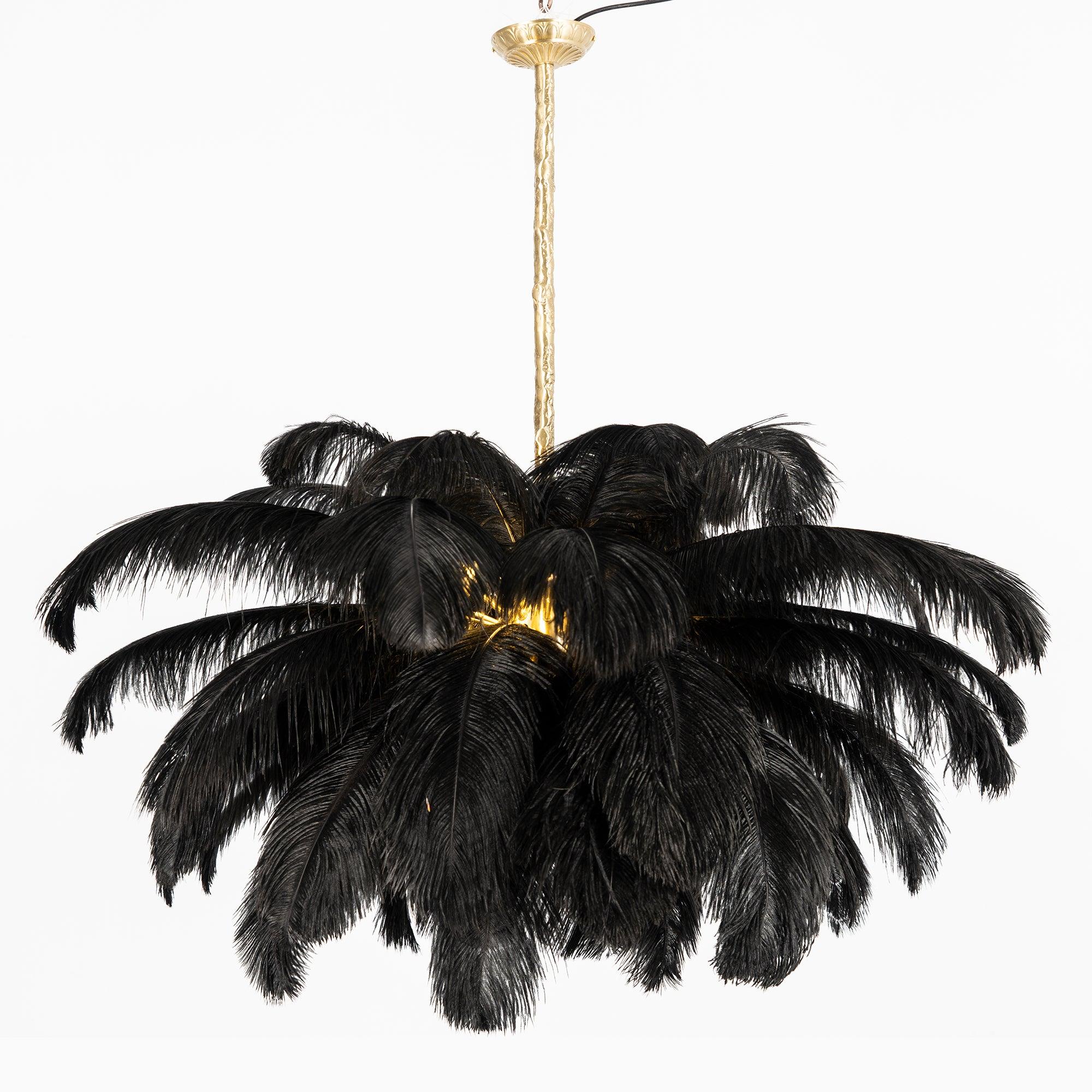 Veren Kroonluchter 56 Handgekleurde Pluimen Messing Fitting Goud Zilver Hollywood Glamour Statement Verlichting | Sansoti