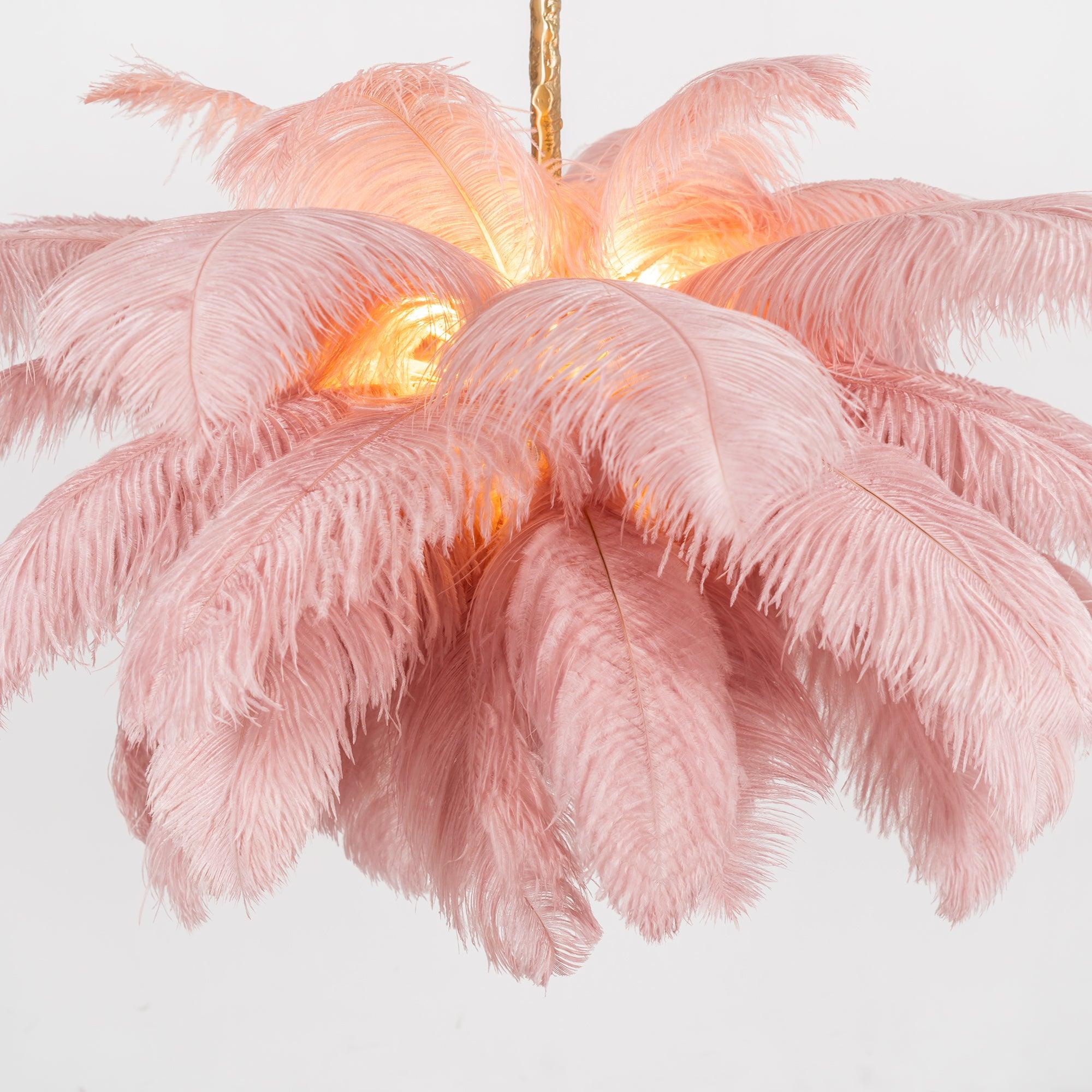 Veren Kroonluchter 56 Handgekleurde Pluimen Messing Fitting Goud Zilver Hollywood Glamour Statement Verlichting | Sansoti