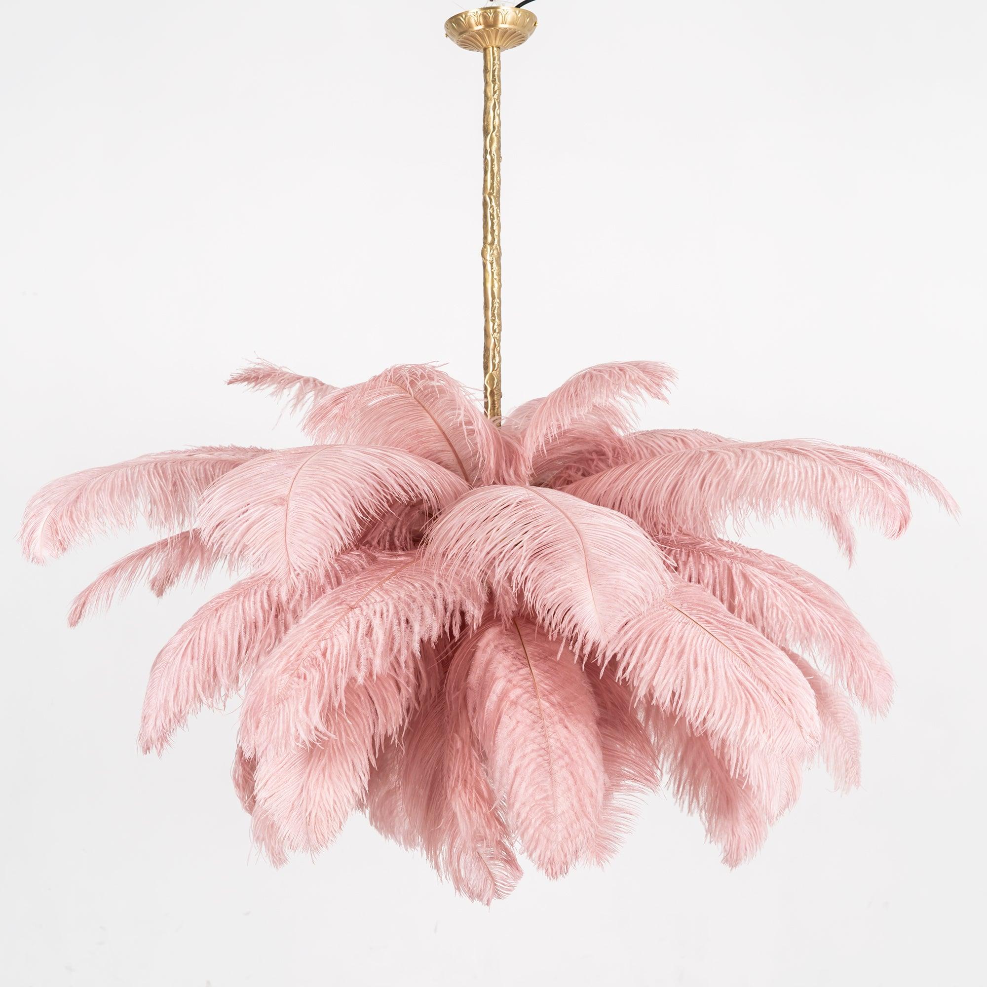 Veren Kroonluchter 56 Handgekleurde Pluimen Messing Fitting Goud Zilver Hollywood Glamour Statement Verlichting | Sansoti