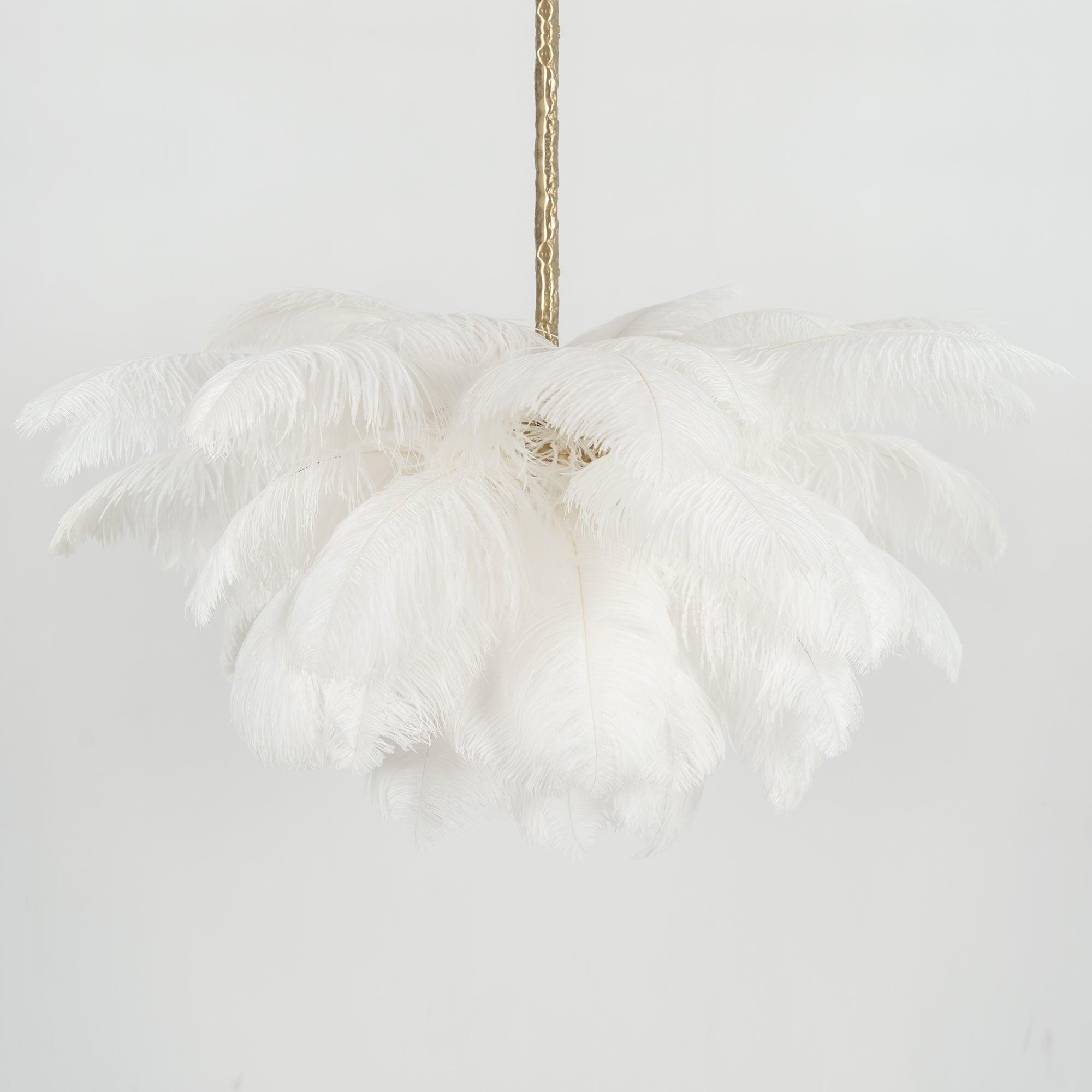 Veren Kroonluchter 56 Handgekleurde Pluimen Messing Fitting Goud Zilver Hollywood Glamour Statement Verlichting | Sansoti