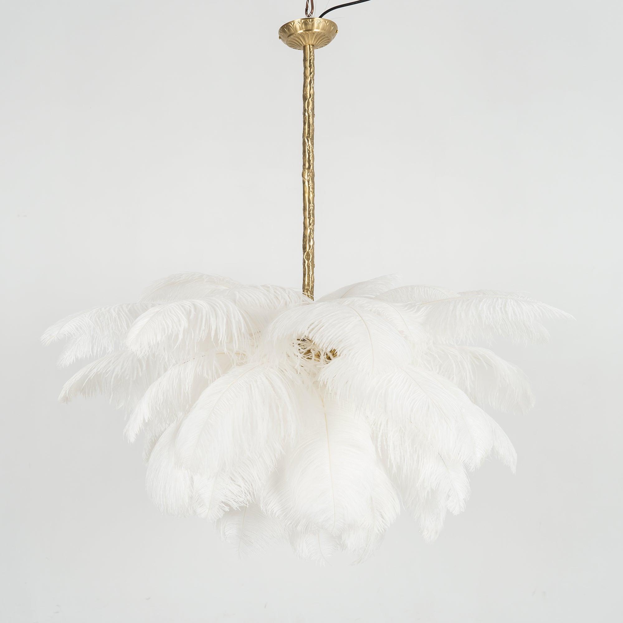 Veren Kroonluchter 56 Handgekleurde Pluimen Messing Fitting Goud Zilver Hollywood Glamour Statement Verlichting | Sansoti