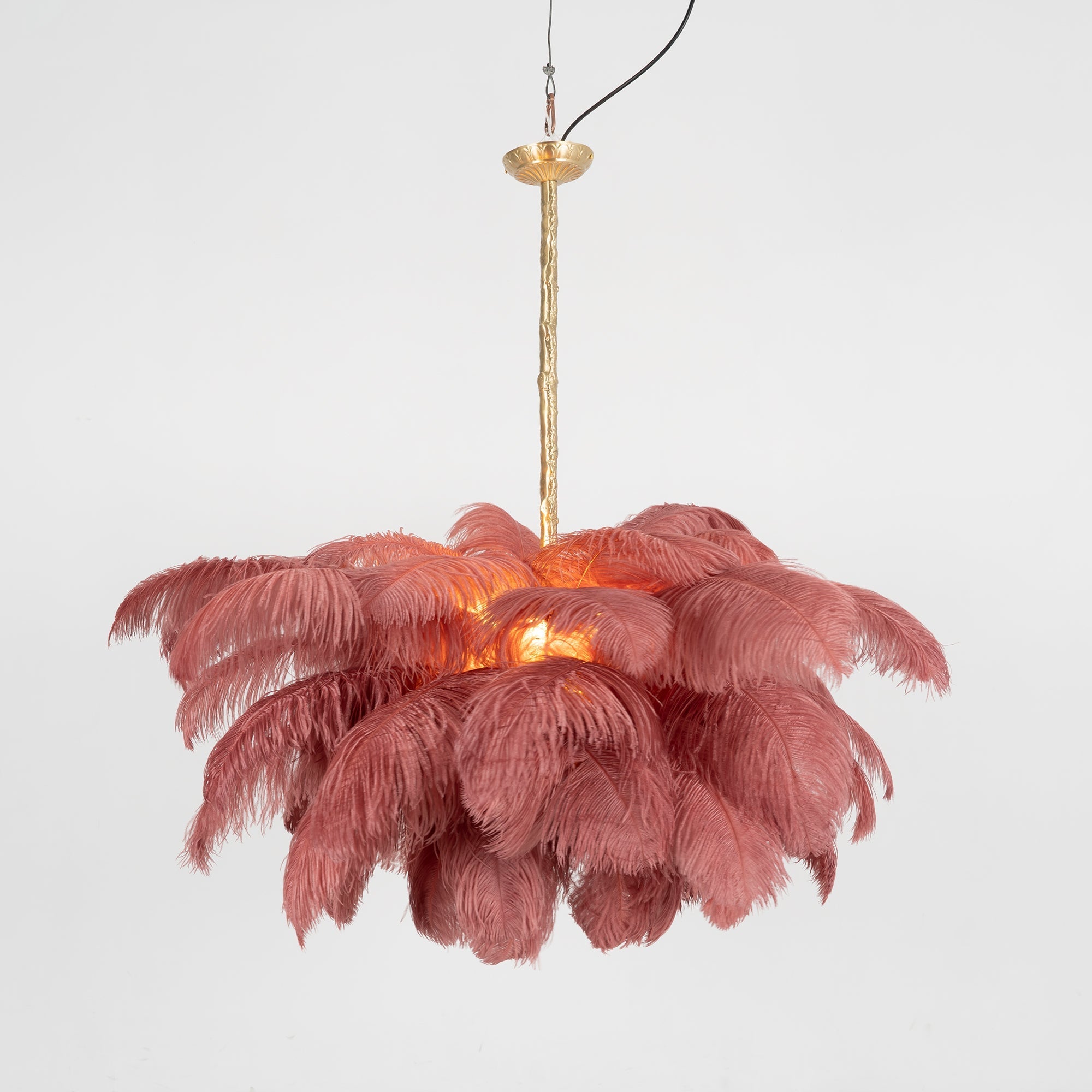 Veren Kroonluchter 56 Handgekleurde Pluimen Messing Fitting Goud Zilver Hollywood Glamour Statement Verlichting | Sansoti