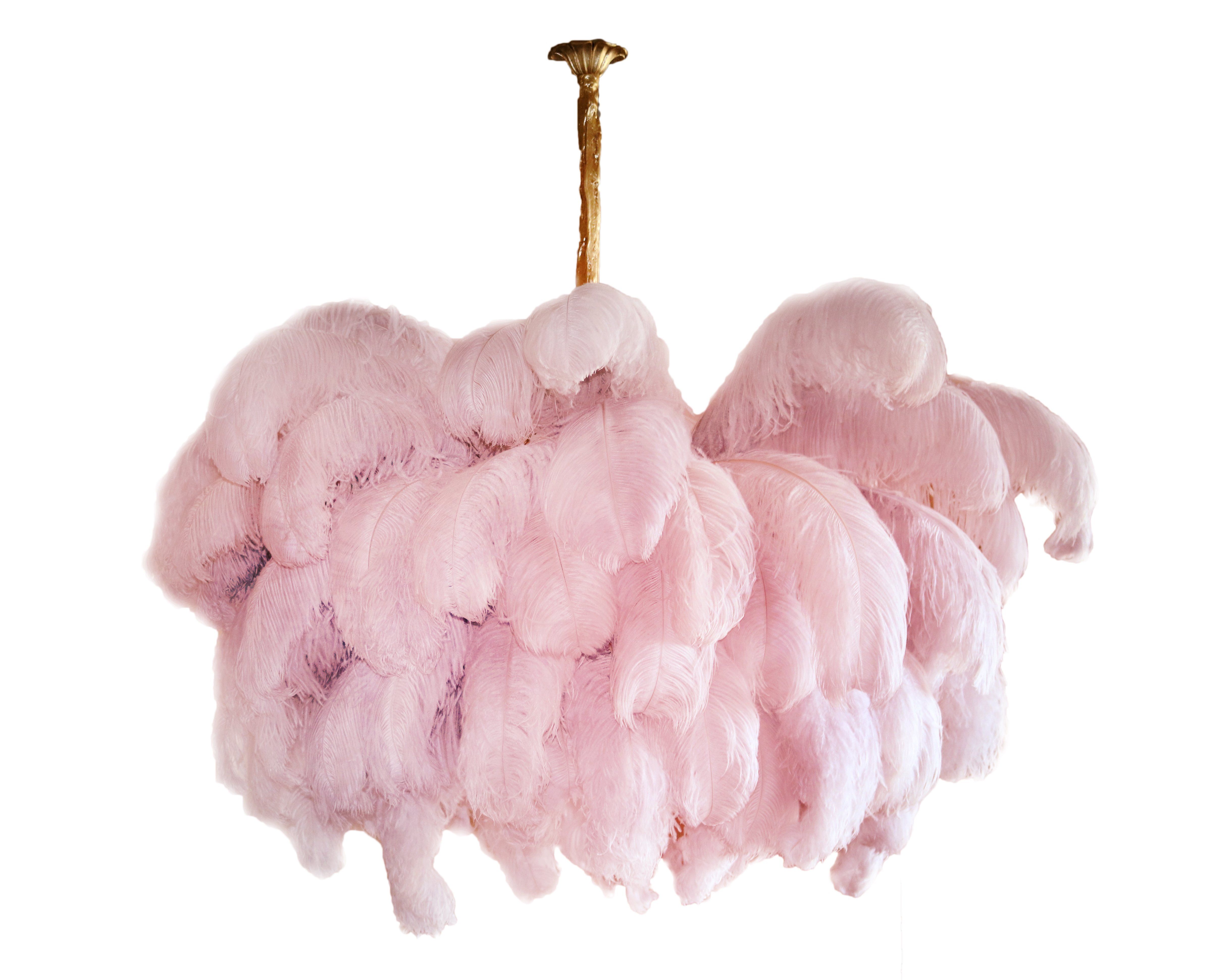 Veren Kroonluchter 56 Handgekleurde Pluimen Messing Fitting Goud Zilver Hollywood Glamour Statement Verlichting | Sansoti