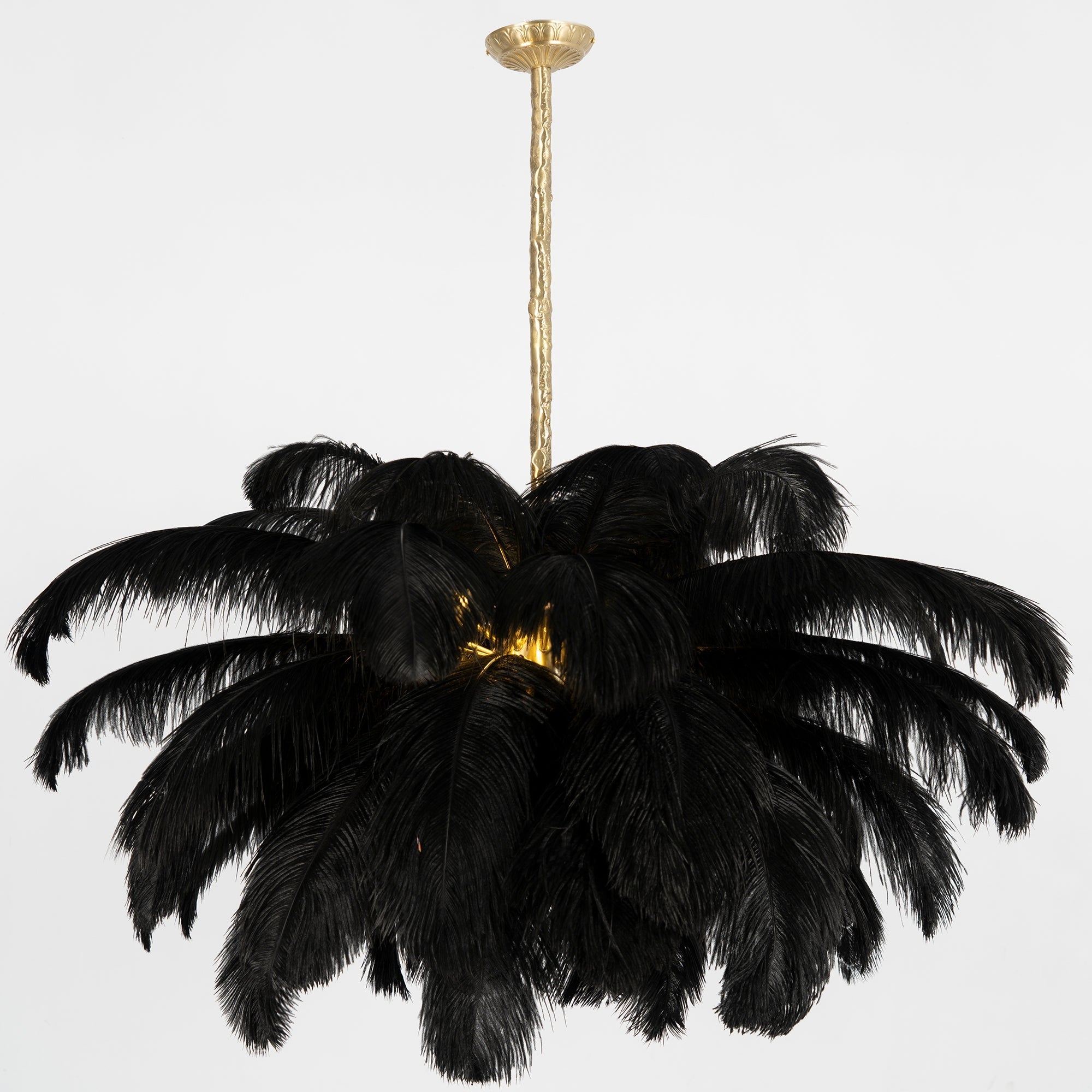 Veren Kroonluchter 56 Handgekleurde Pluimen Messing Fitting Goud Zilver Hollywood Glamour Statement Verlichting | Sansoti