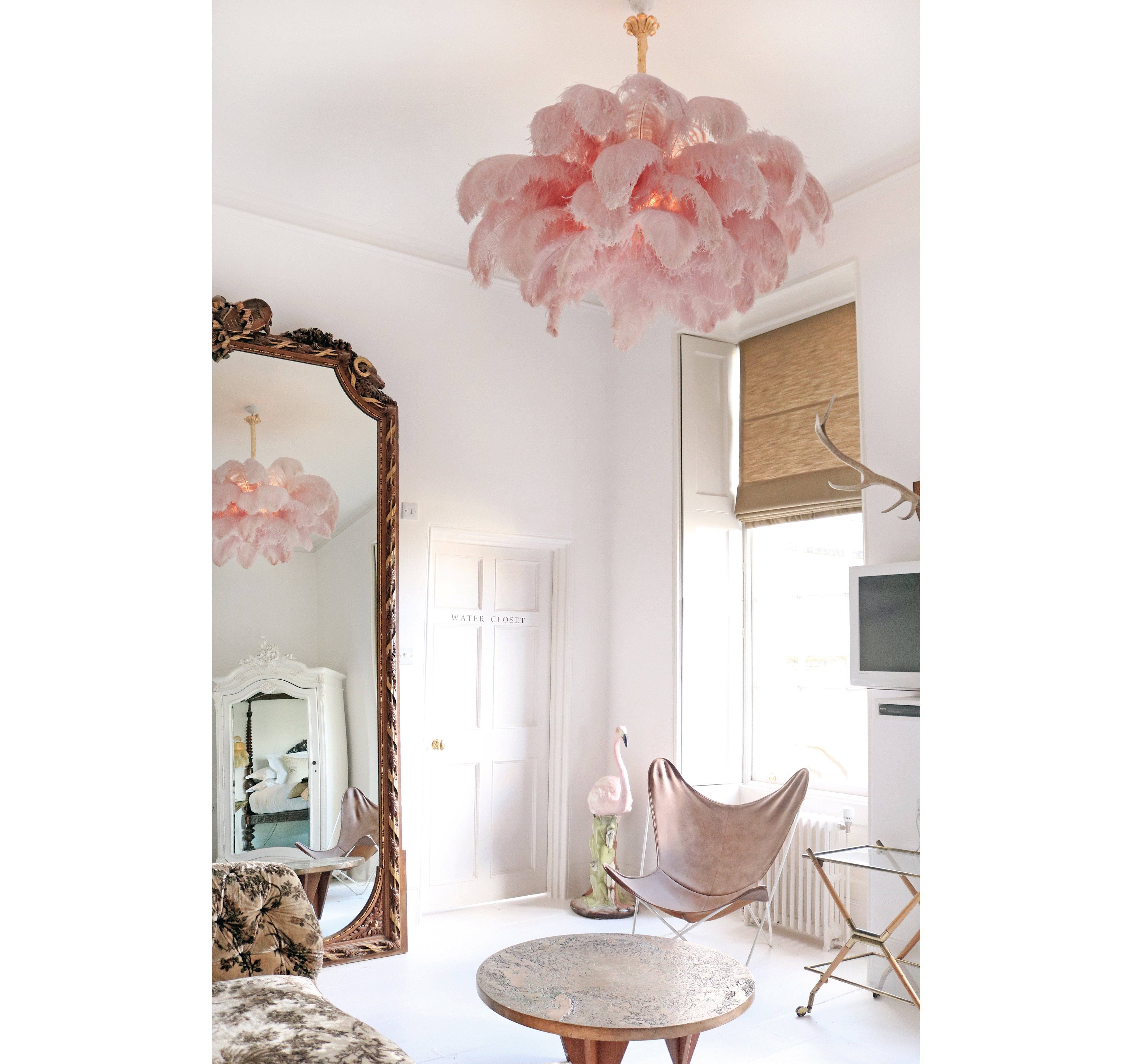 Veren Kroonluchter 56 Handgekleurde Pluimen Messing Fitting Goud Zilver Hollywood Glamour Statement Verlichting | Sansoti