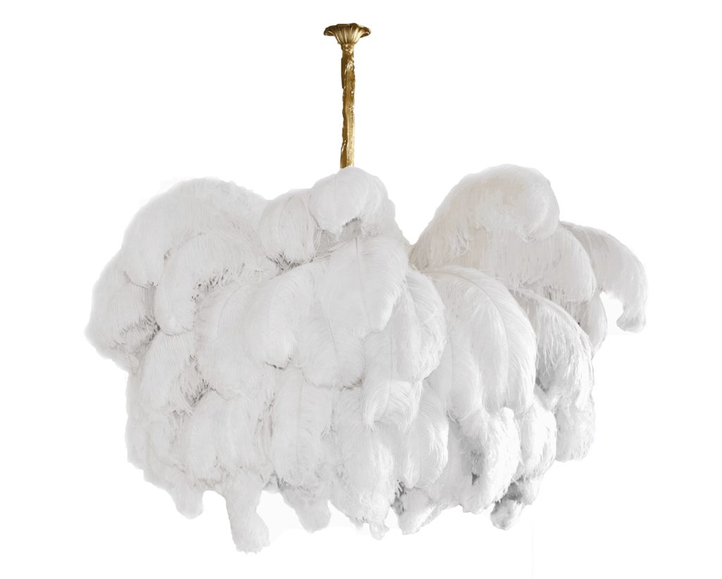 Veren Kroonluchter 56 Handgekleurde Pluimen Messing Fitting Goud Zilver Hollywood Glamour Statement Verlichting | Sansoti