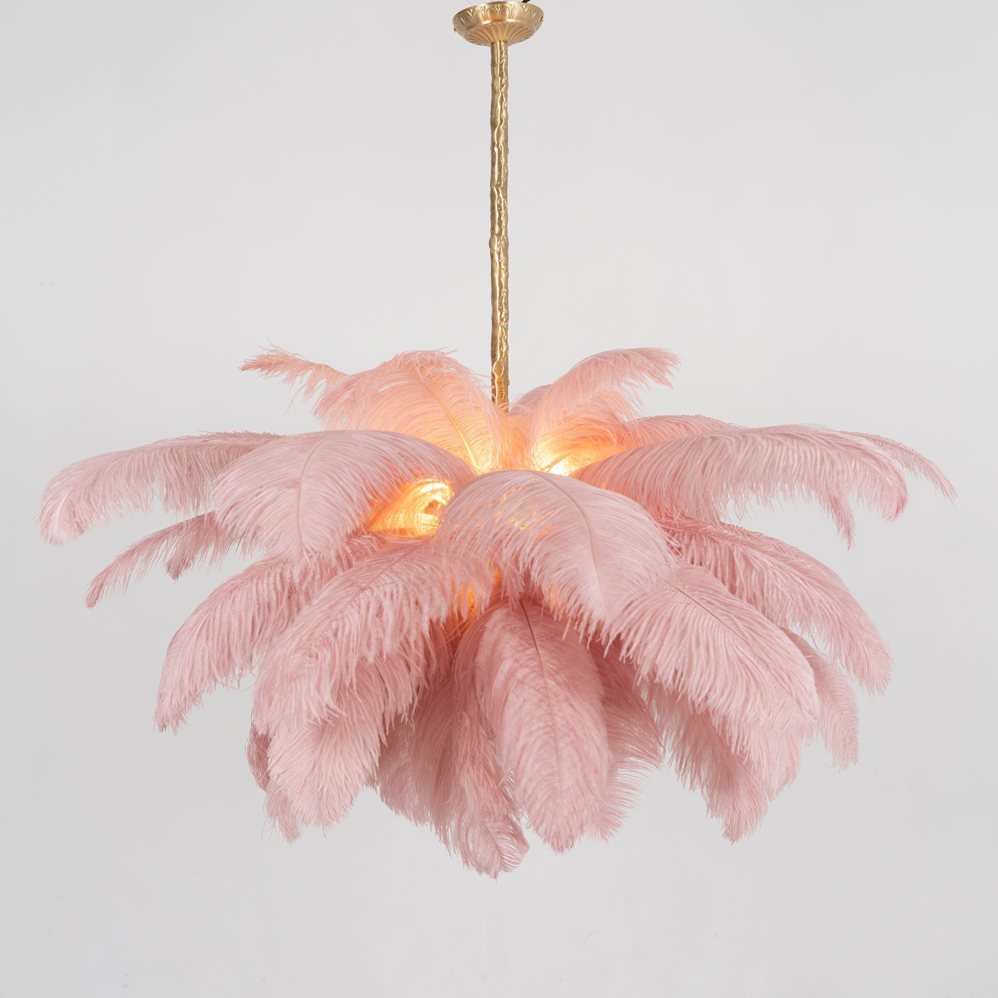 Veren Kroonluchter 56 Handgekleurde Pluimen Messing Fitting Goud Zilver Hollywood Glamour Statement Verlichting | Sansoti