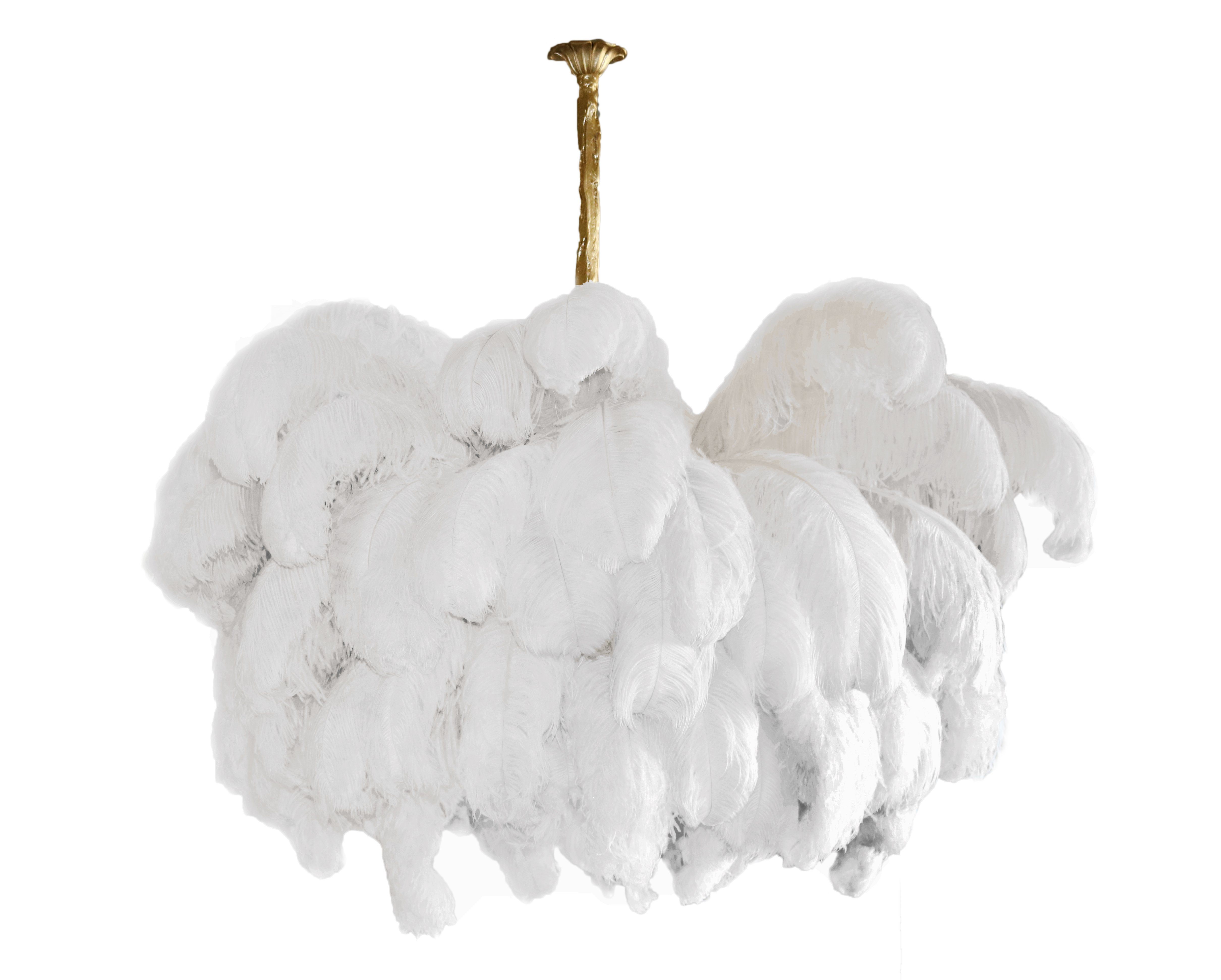 Veren Kroonluchter 56 Handgekleurde Pluimen Messing Fitting Goud Zilver Hollywood Glamour Statement Verlichting | Sansoti