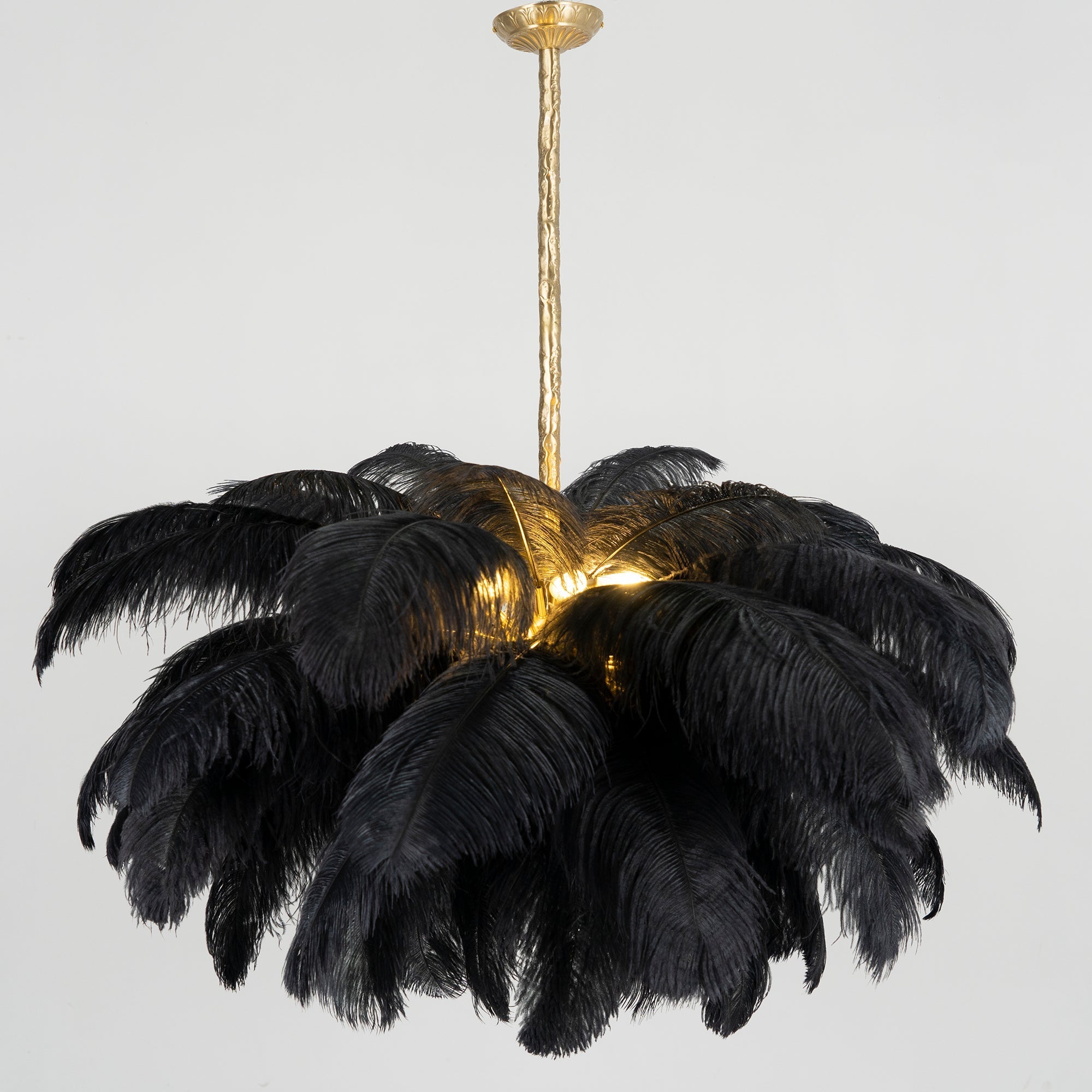 Veren Kroonluchter 56 Handgekleurde Pluimen Messing Fitting Goud Zilver Hollywood Glamour Statement Verlichting | Sansoti