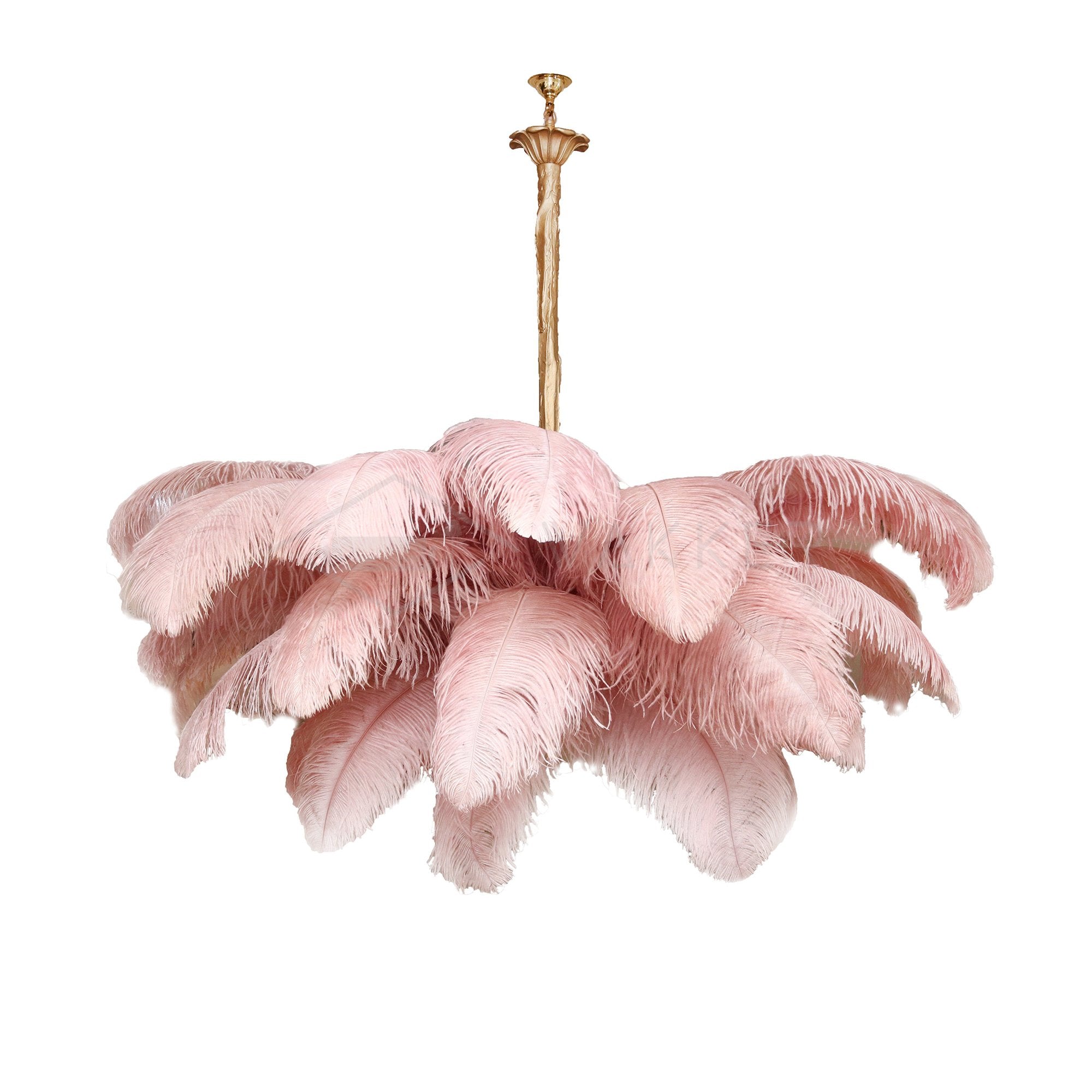 Veren Kroonluchter 56 Handgekleurde Pluimen Messing Fitting Goud Zilver Hollywood Glamour Statement Verlichting | Sansoti