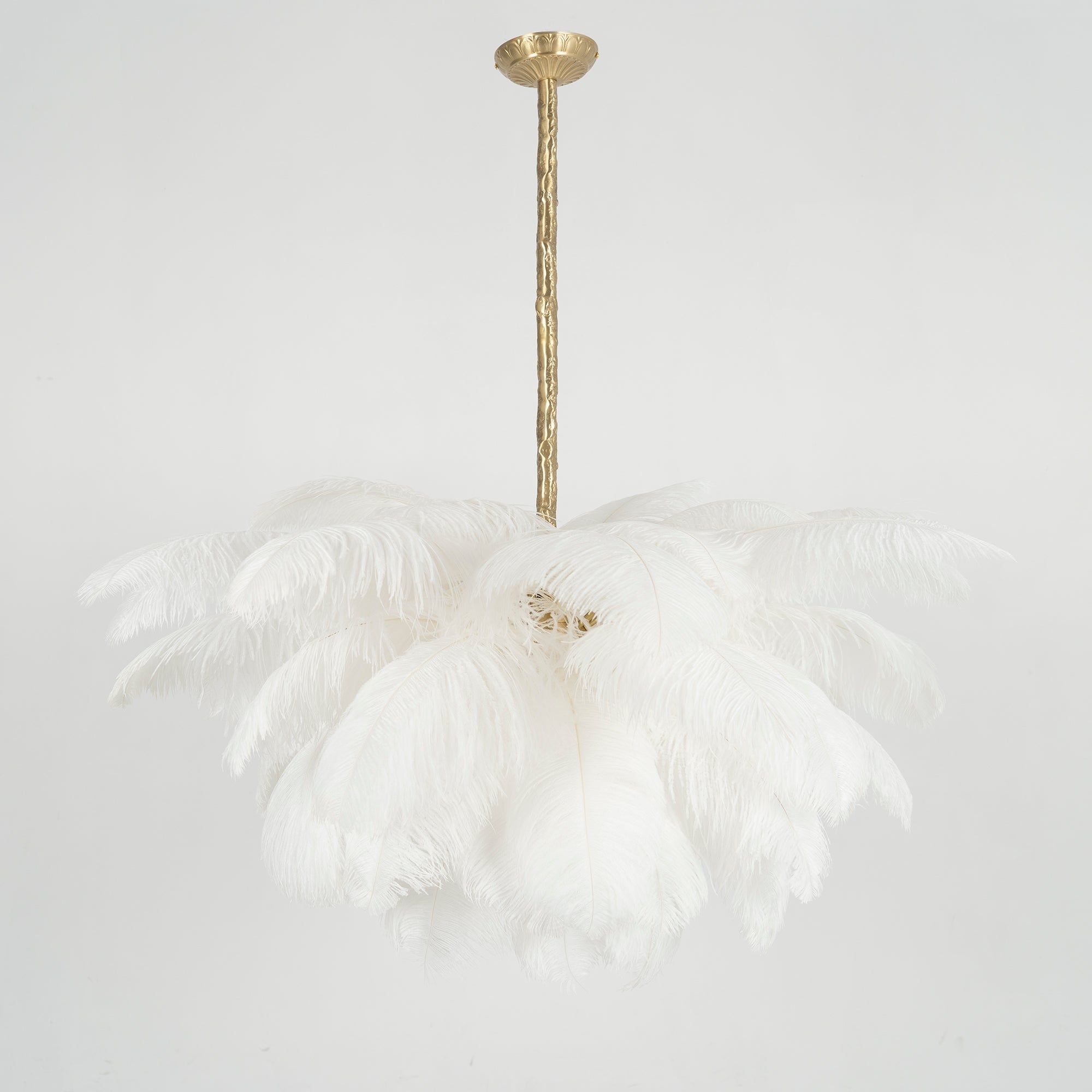 Veren Kroonluchter 56 Handgekleurde Pluimen Messing Fitting Goud Zilver Hollywood Glamour Statement Verlichting | Sansoti
