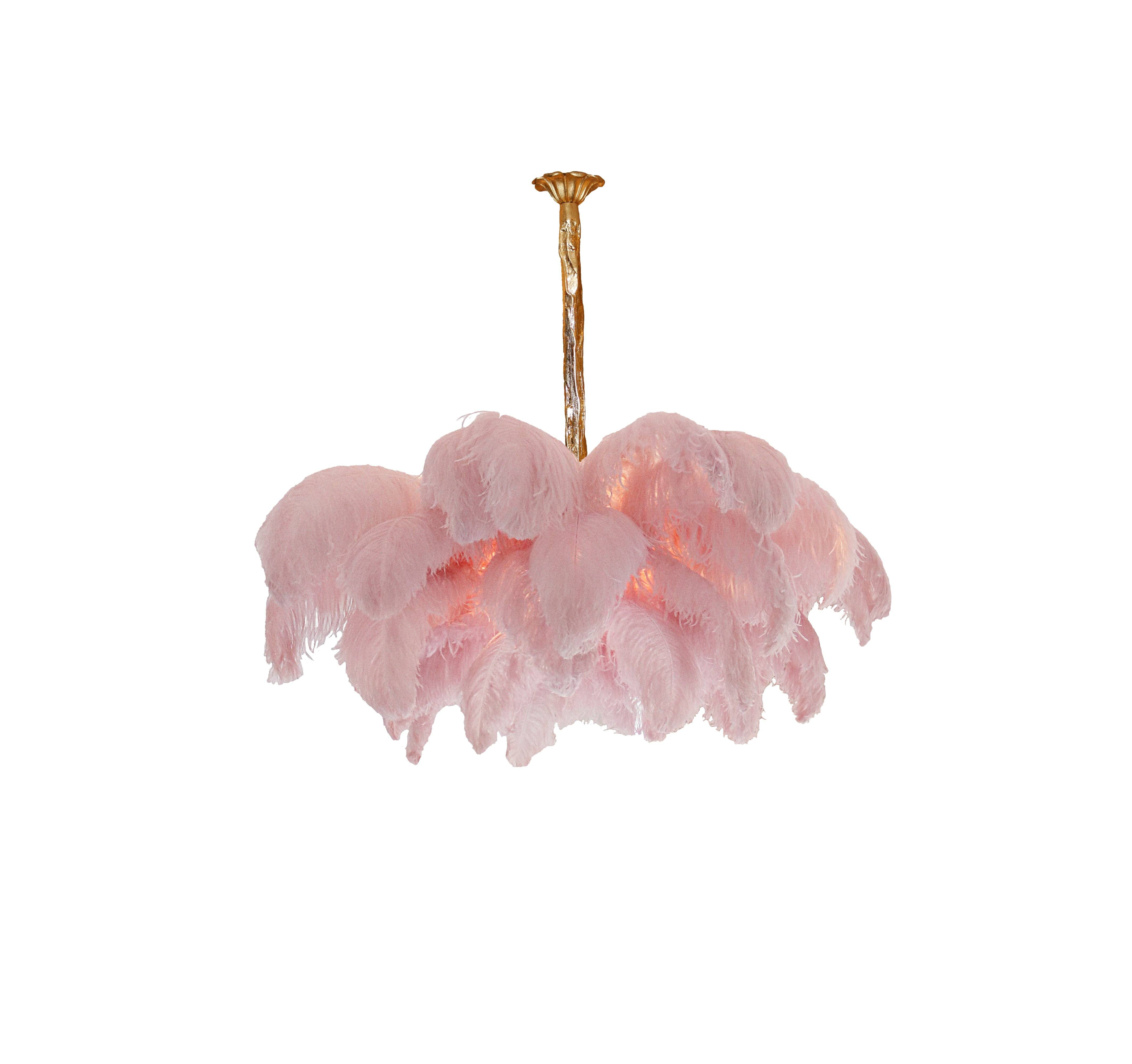 Veren Kroonluchter 56 Handgekleurde Pluimen Messing Fitting Goud Zilver Hollywood Glamour Statement Verlichting | Sansoti
