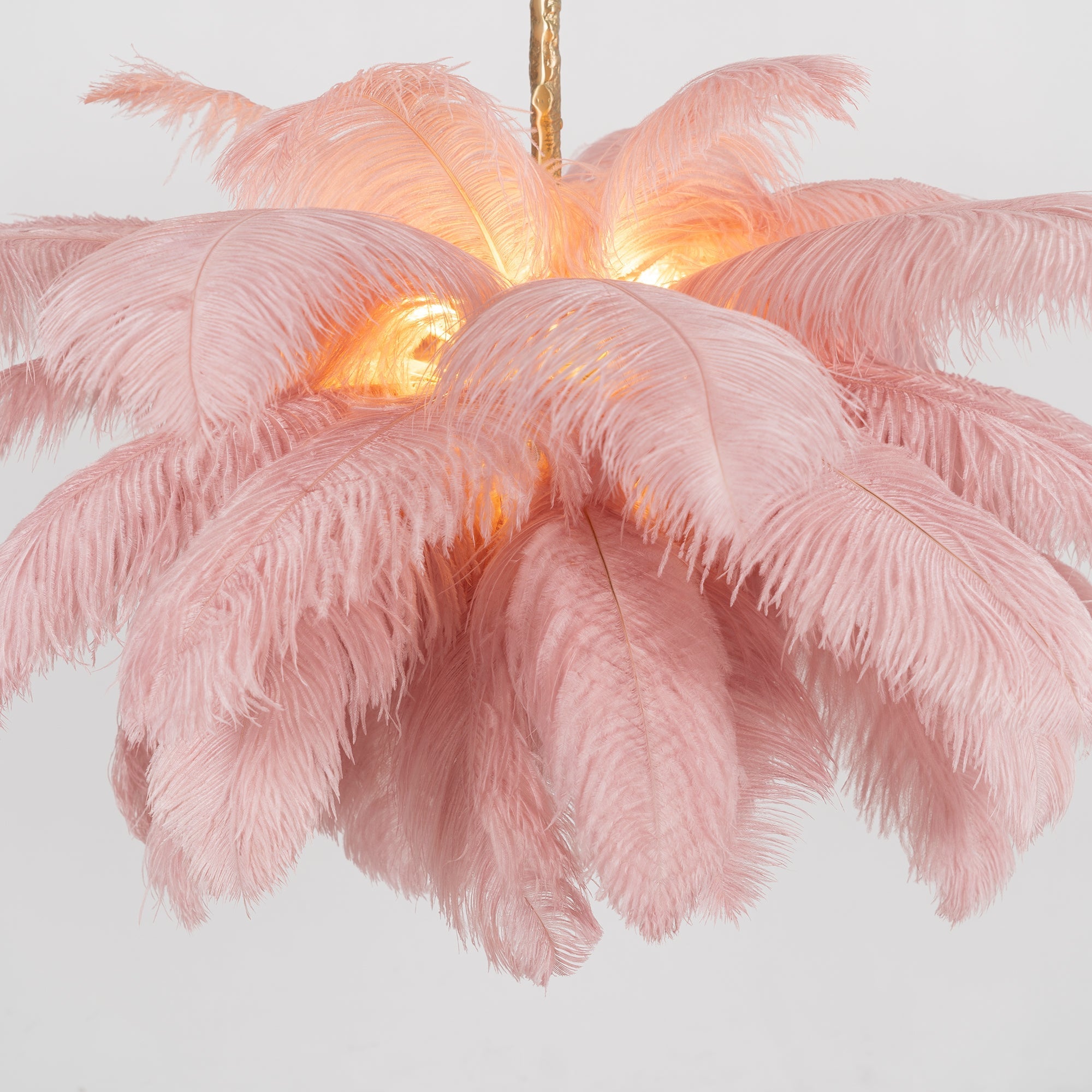 Veren Kroonluchter 56 Handgekleurde Pluimen Messing Fitting Goud Zilver Hollywood Glamour Statement Verlichting | Sansoti