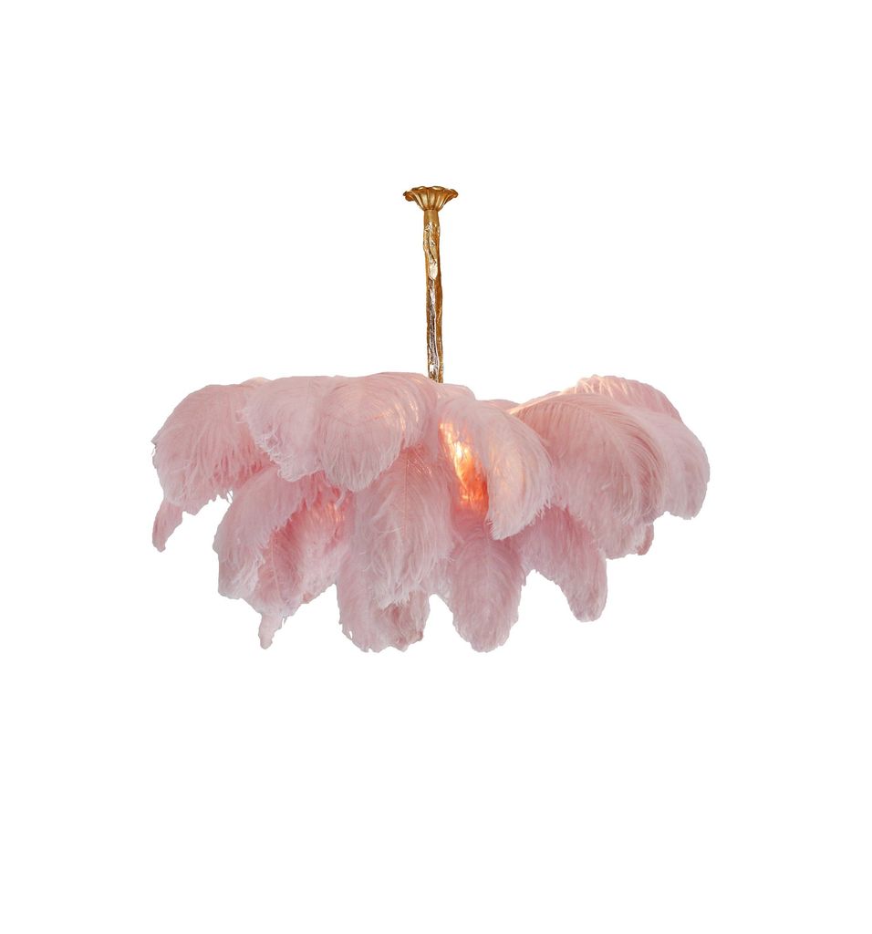 Veren Kroonluchter 56 Handgekleurde Pluimen Messing Fitting Goud Zilver Hollywood Glamour Statement Verlichting | Sansoti