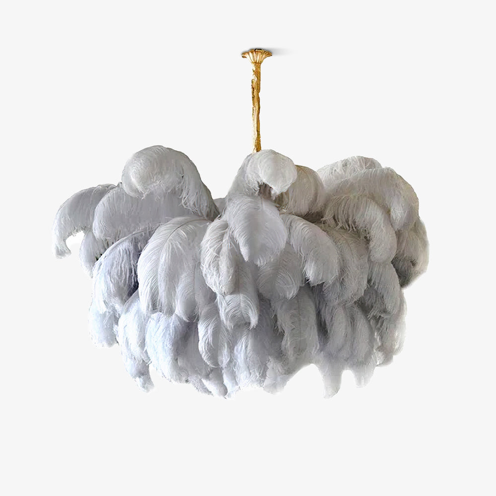 Veren Kroonluchter 56 Handgekleurde Pluimen Messing Fitting Goud Zilver Hollywood Glamour Statement Verlichting | Sansoti
