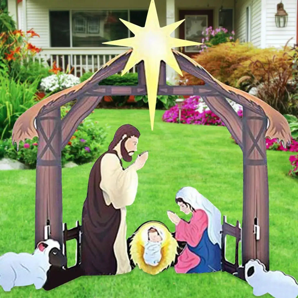 Weerbestendige Kerststal voor Buiten met Figuren – Groot Formaat Geboorte van Jezus Decoratie voor Tuin en Terras | Sansoti