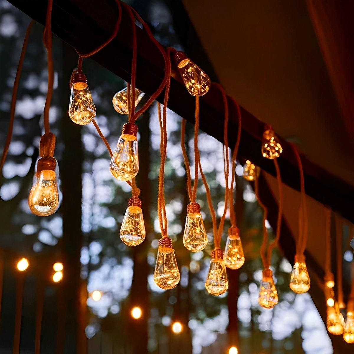 Zonne-energie Lichtsnoer Tuin 33ft LED Warm Wit Henneptouw Decoratief Buiten Terras Sfeerverlichting Waterdicht | Sansoti