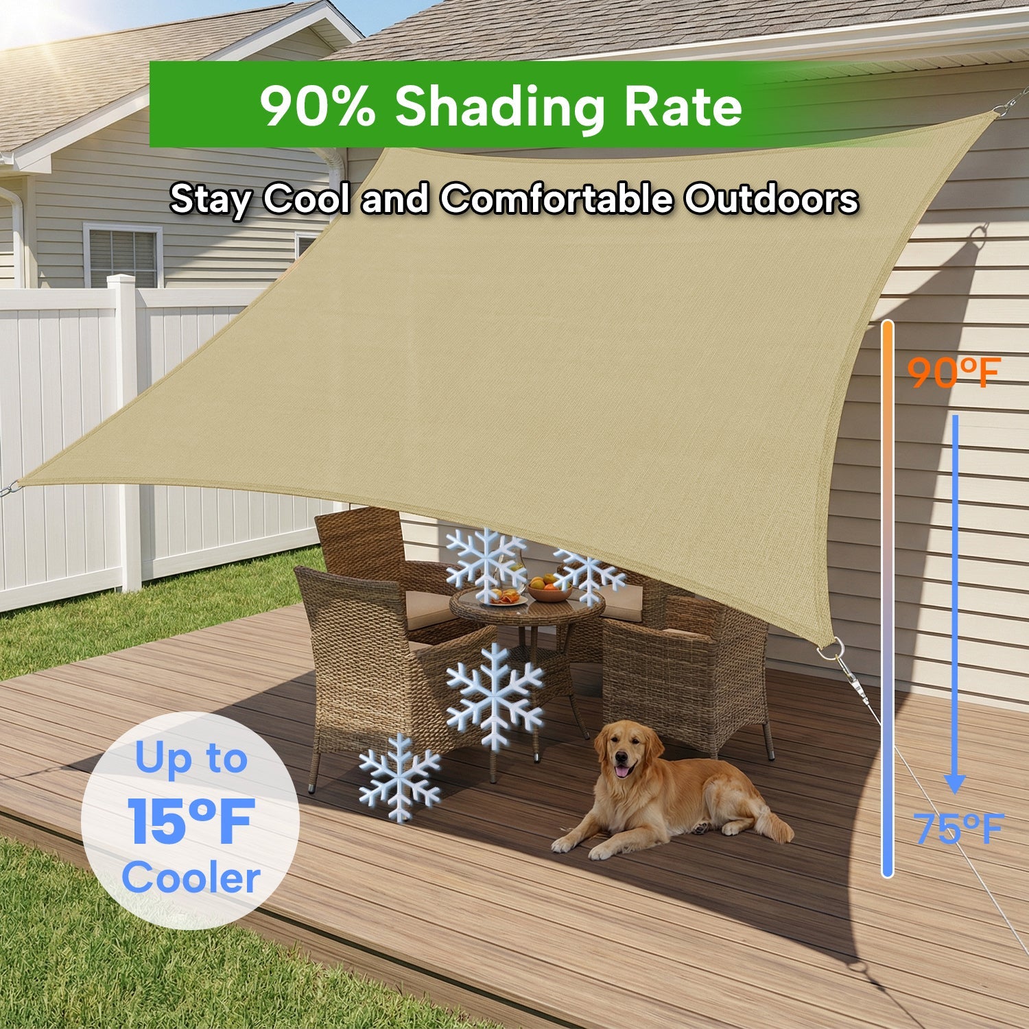 Rectangular Waterproof Shade Sail for Patio Garden and Pool | Sansoti
