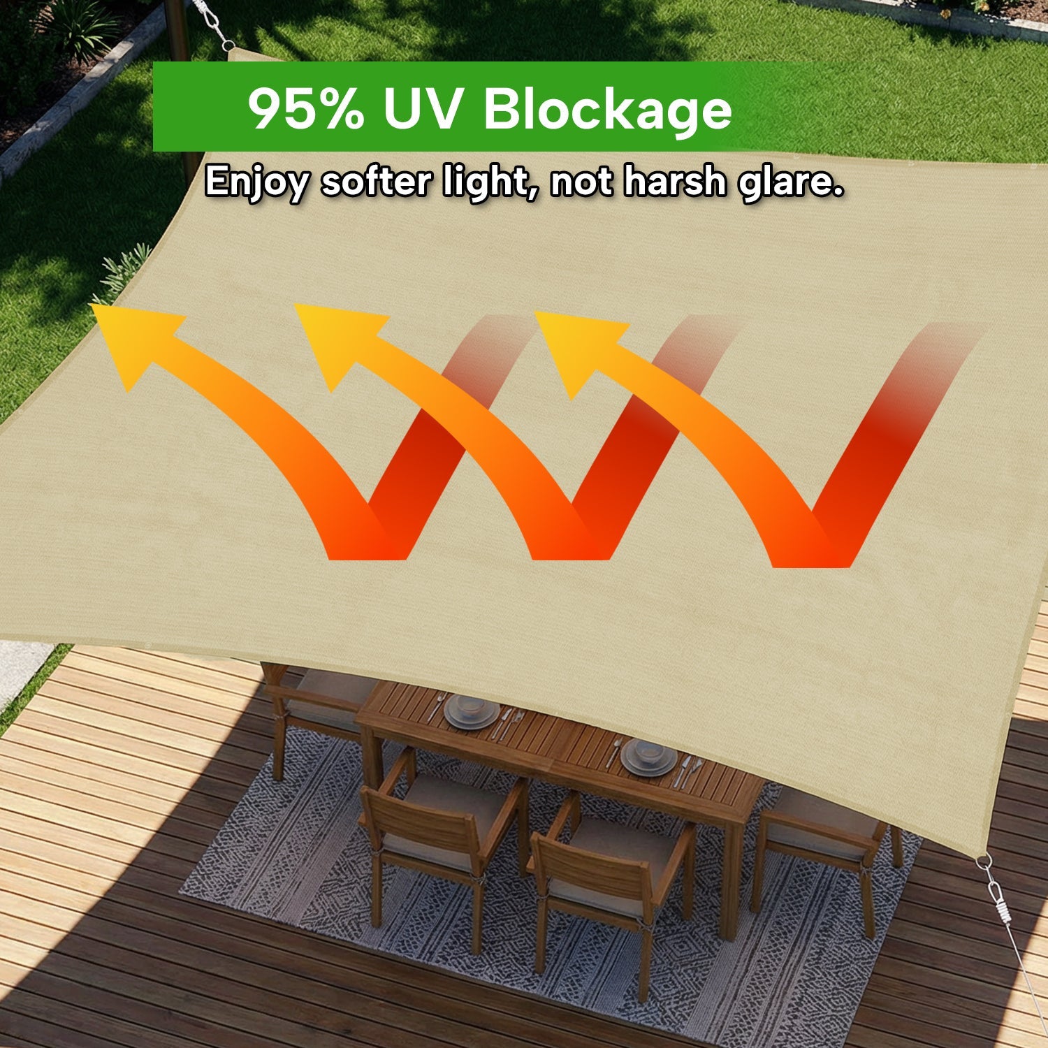 Rectangular Waterproof Shade Sail for Patio Garden and Pool | Sansoti