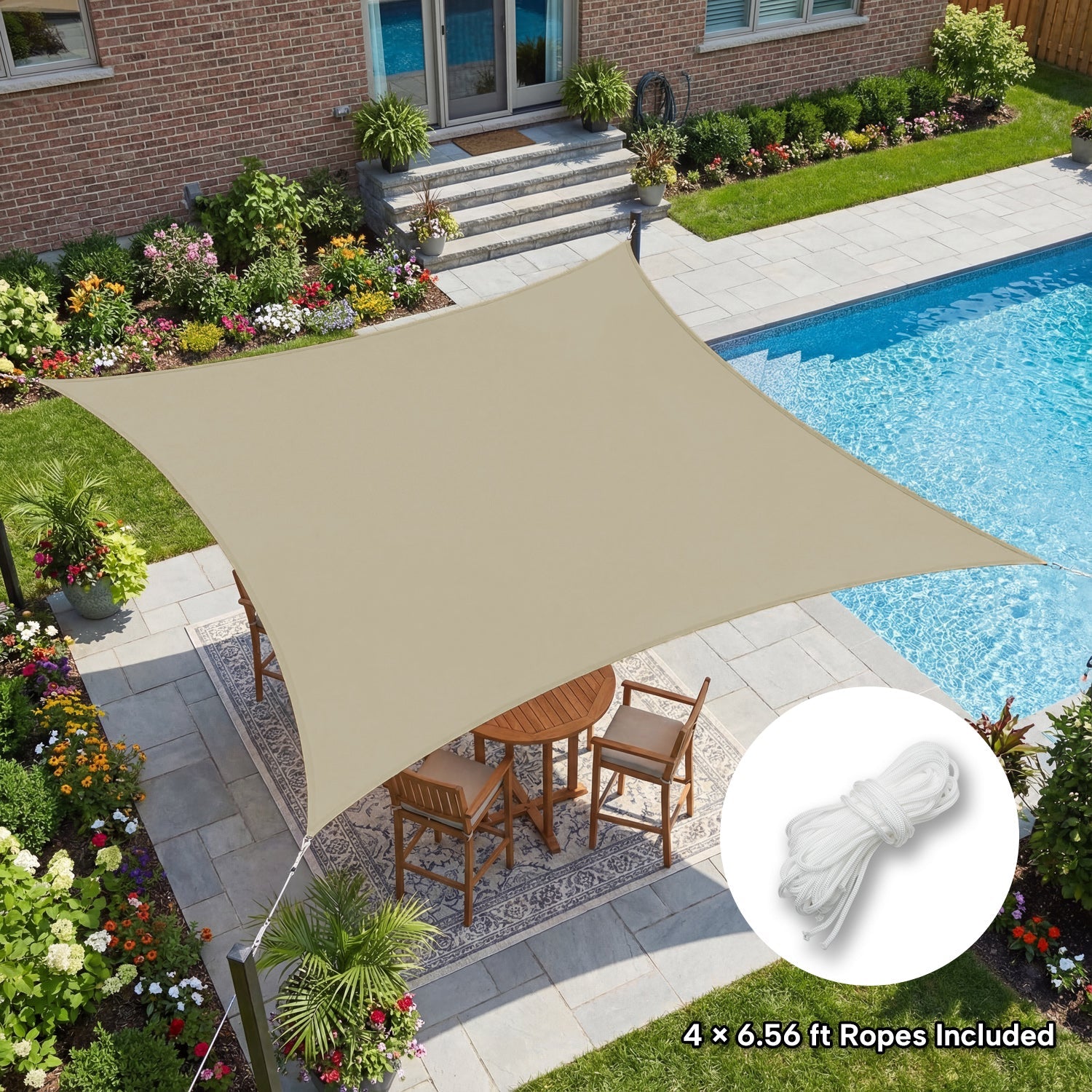 Rectangular Waterproof Shade Sail for Patio Garden and Pool | Sansoti