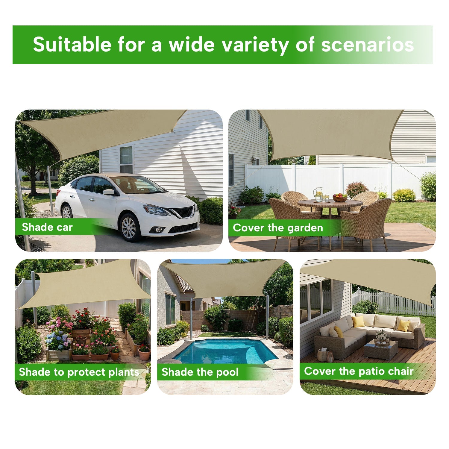 Rectangular Waterproof Shade Sail for Patio Garden and Pool | Sansoti