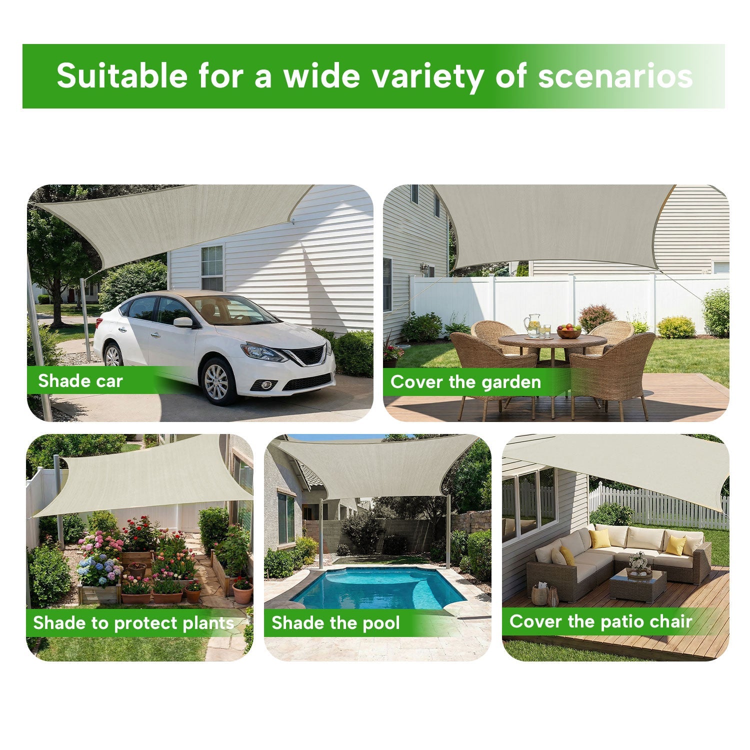 Rectangular Waterproof Shade Sail for Patio Garden and Pool | Sansoti