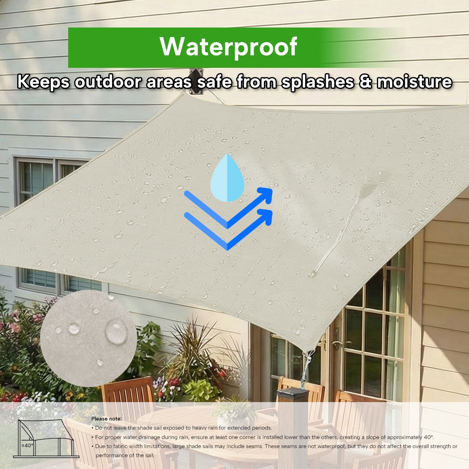 Rectangular Waterproof Shade Sail for Patio Garden and Pool | Sansoti