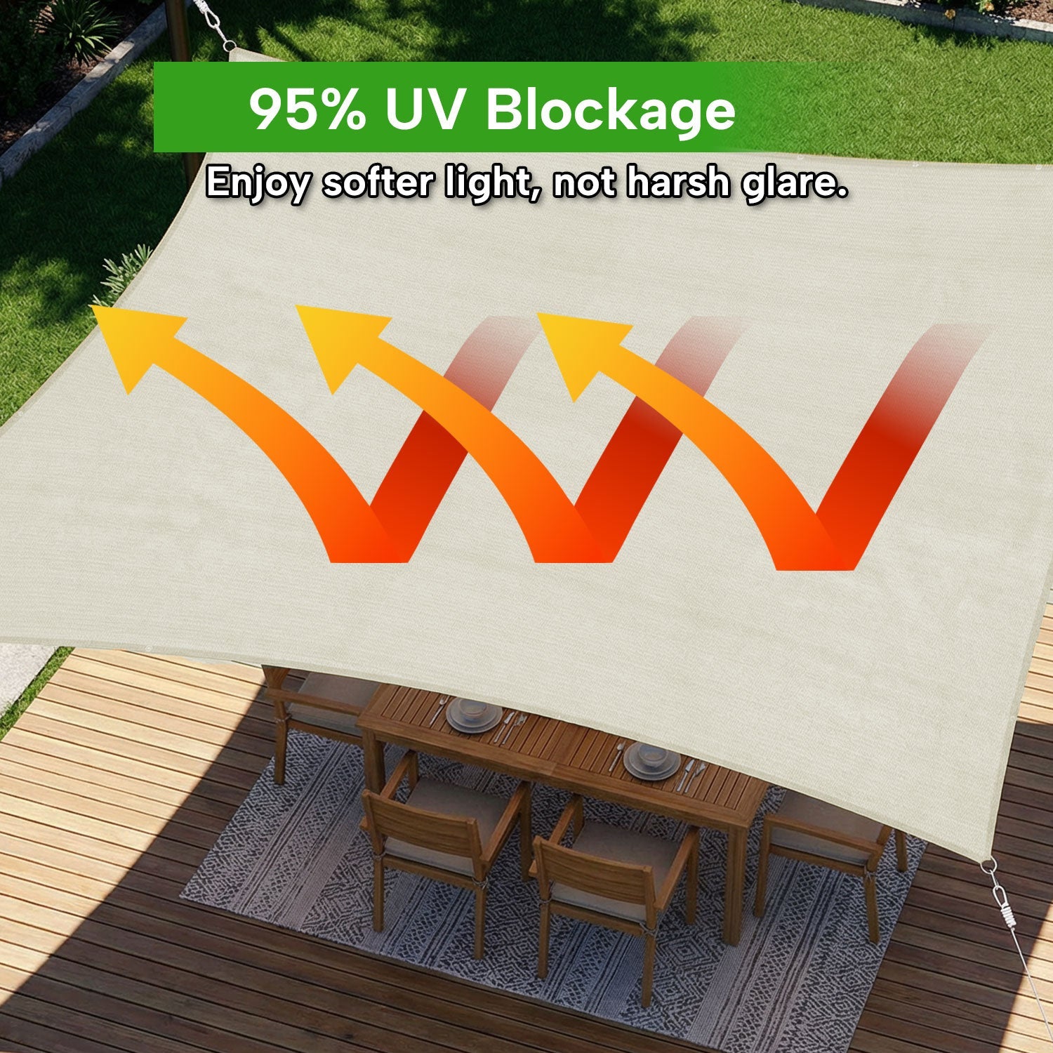Rectangular Waterproof Shade Sail for Patio Garden and Pool | Sansoti