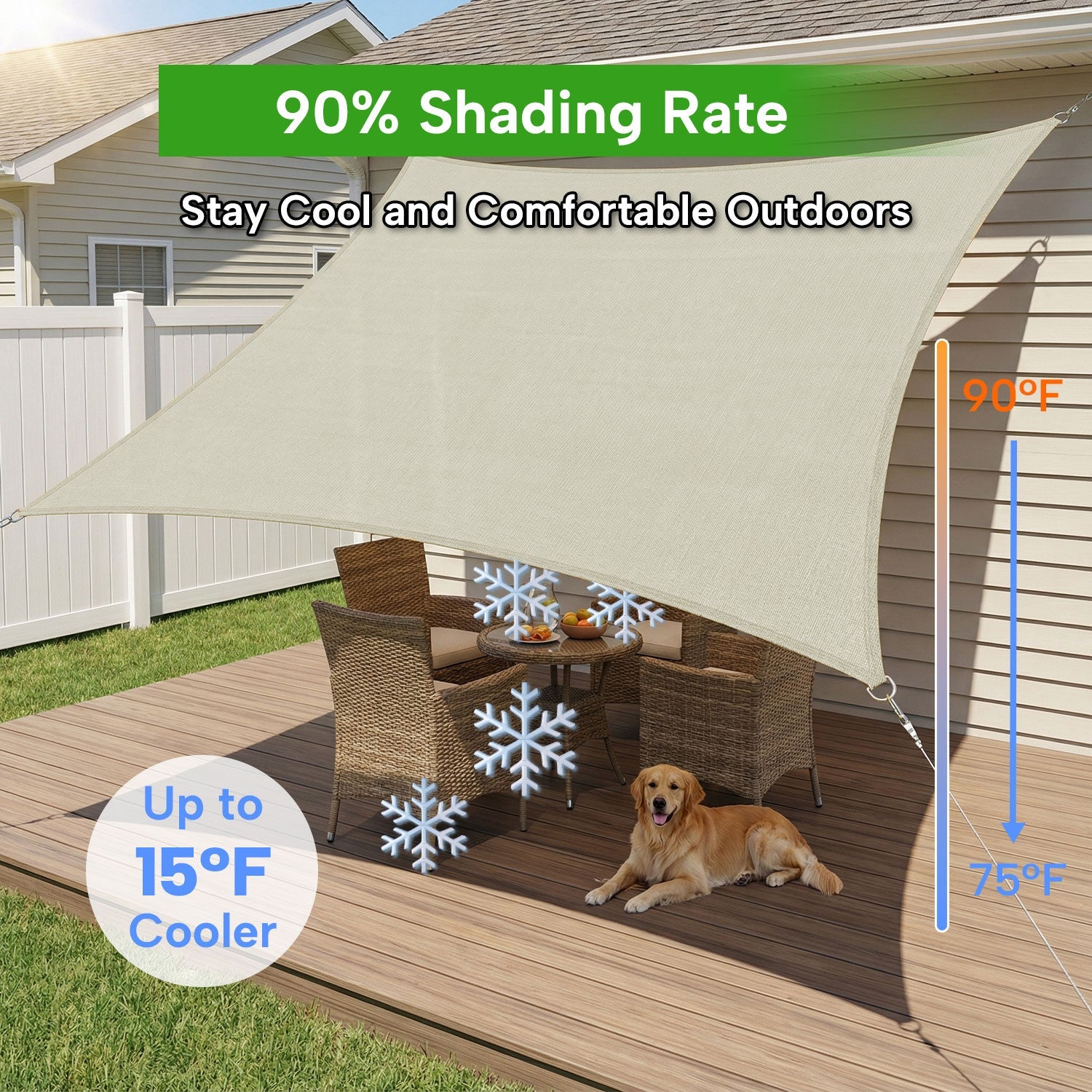 Rectangular Waterproof Shade Sail for Patio Garden and Pool | Sansoti
