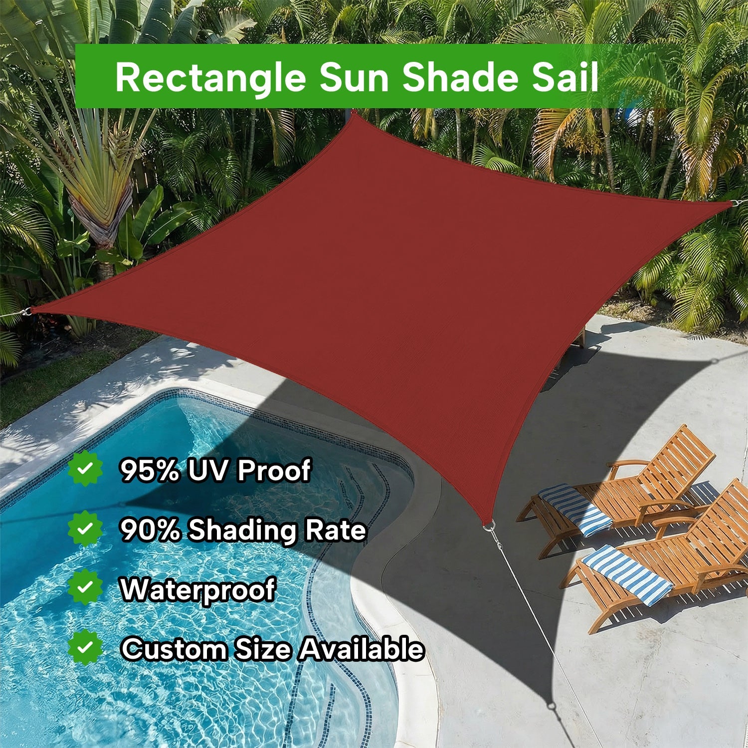 Rectangular Waterproof Shade Sail for Patio Garden and Pool | Sansoti