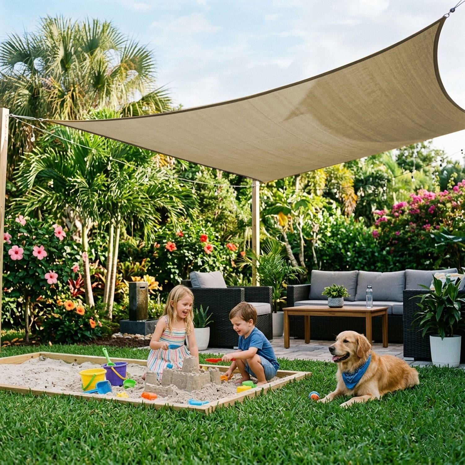 Waterproof Shade Sail – UV-Resistant Canvas for Terrace, Balcony & Garden | Sansoti