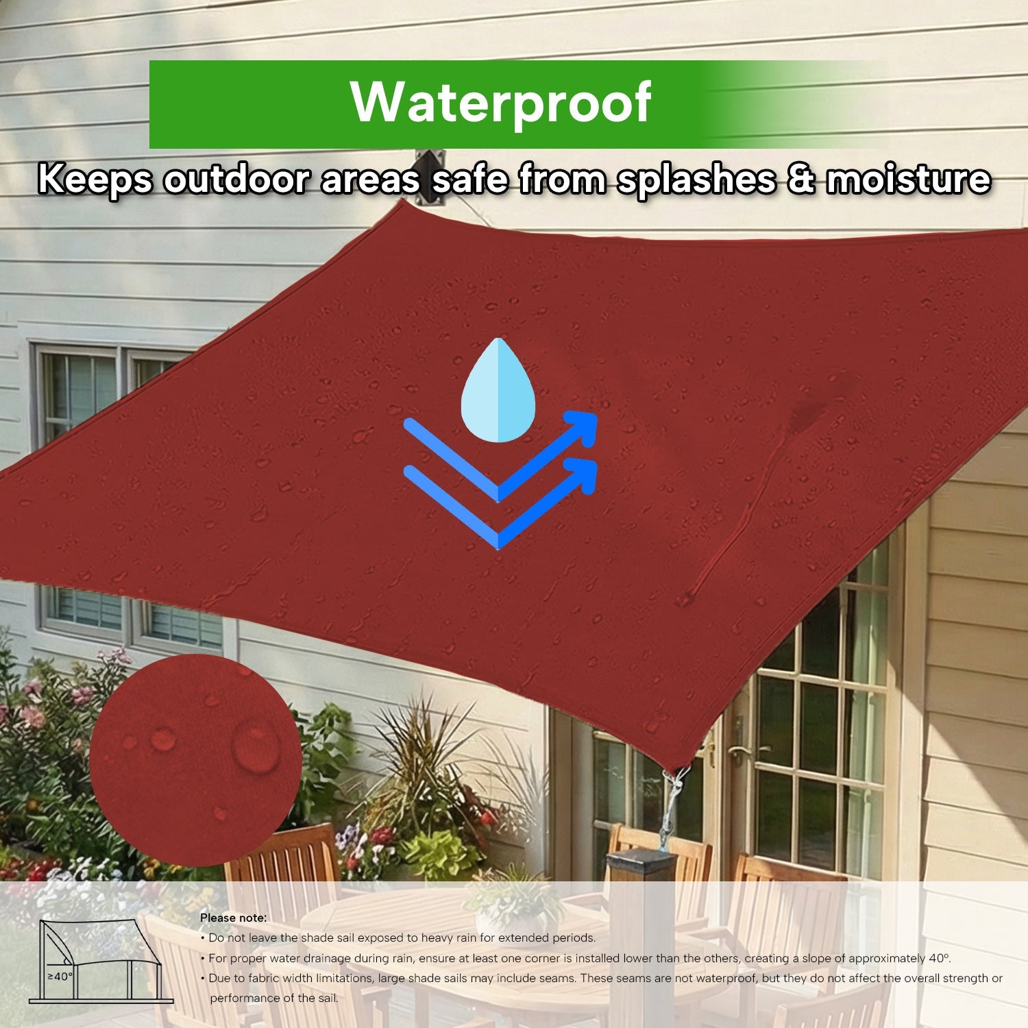 Rectangular Waterproof Shade Sail for Patio Garden and Pool | Sansoti