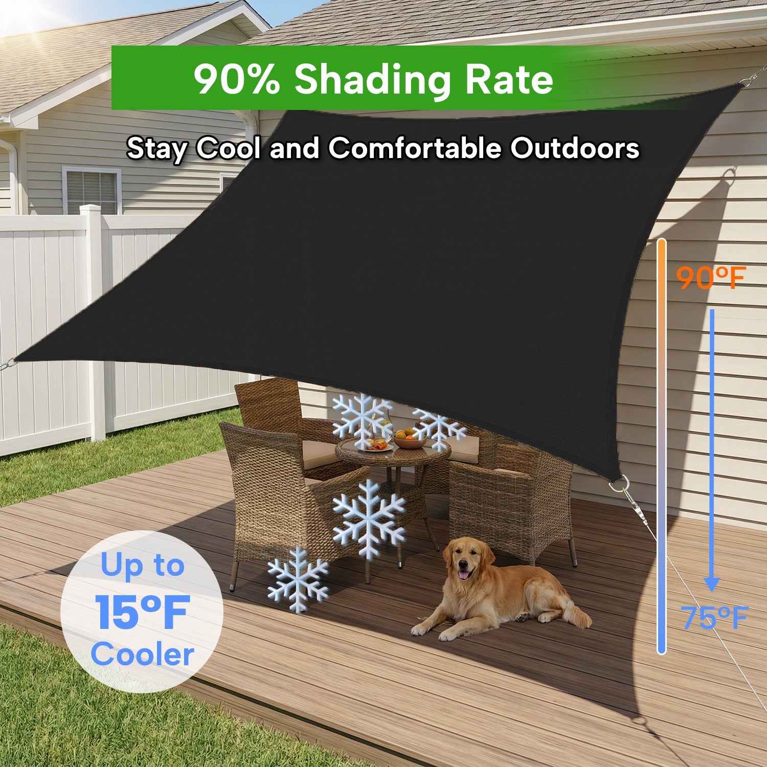 Rectangular Waterproof Shade Sail for Patio Garden and Pool | Sansoti