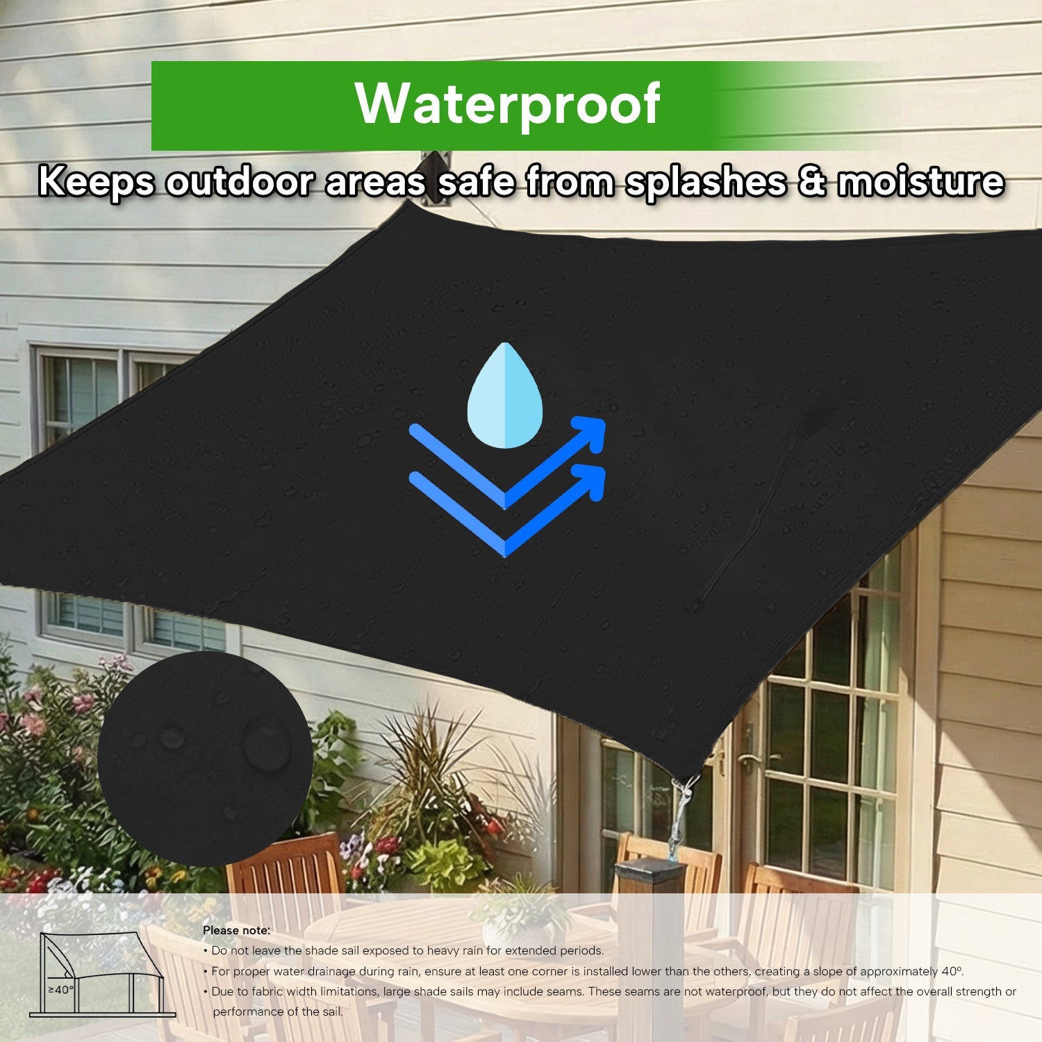 Rectangular Waterproof Shade Sail for Patio Garden and Pool | Sansoti
