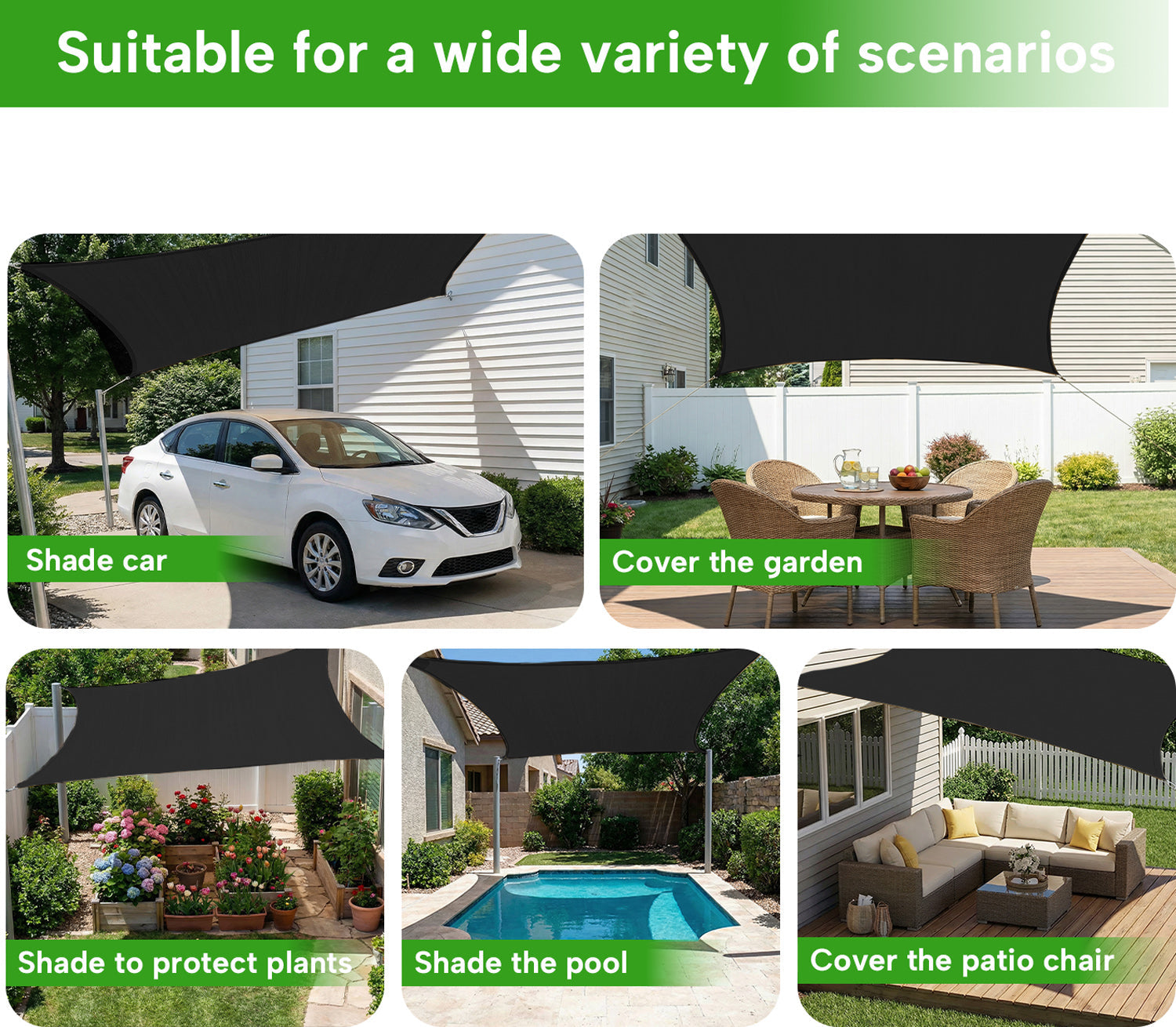Rectangular Waterproof Shade Sail for Patio Garden and Pool | Sansoti