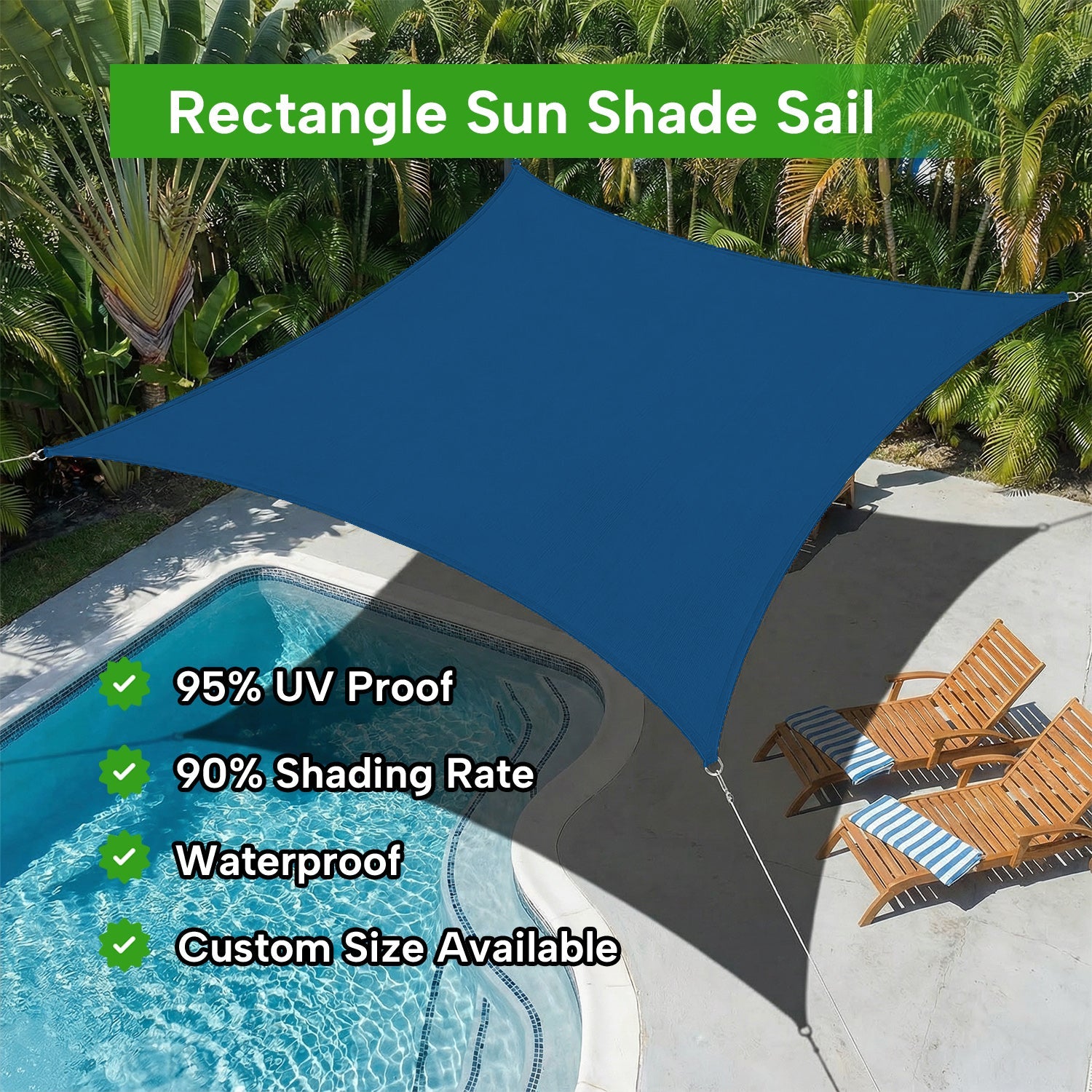 Rectangular Waterproof Shade Sail for Patio Garden and Pool | Sansoti