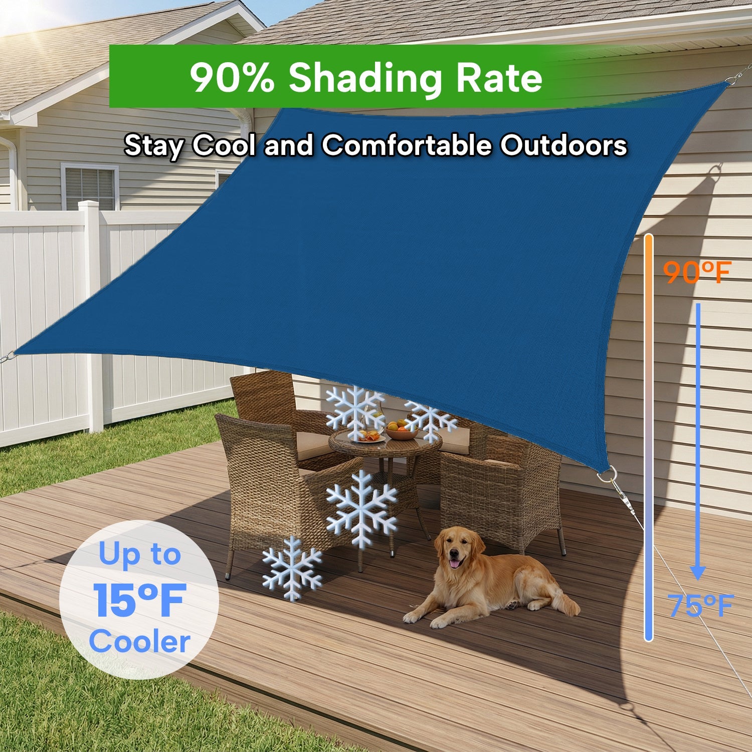 Rectangular Waterproof Shade Sail for Patio Garden and Pool | Sansoti