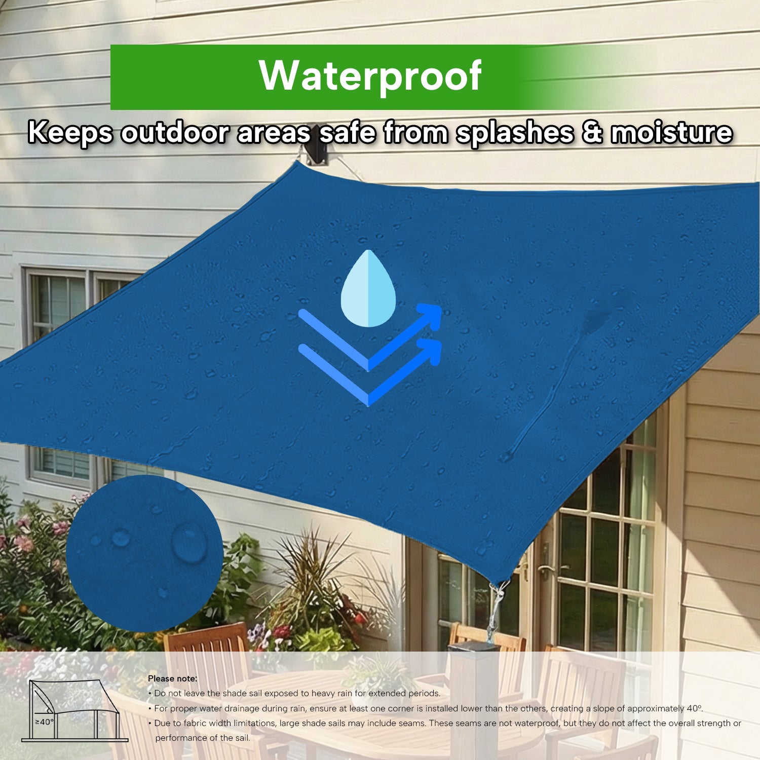 Rectangular Waterproof Shade Sail for Patio Garden and Pool | Sansoti