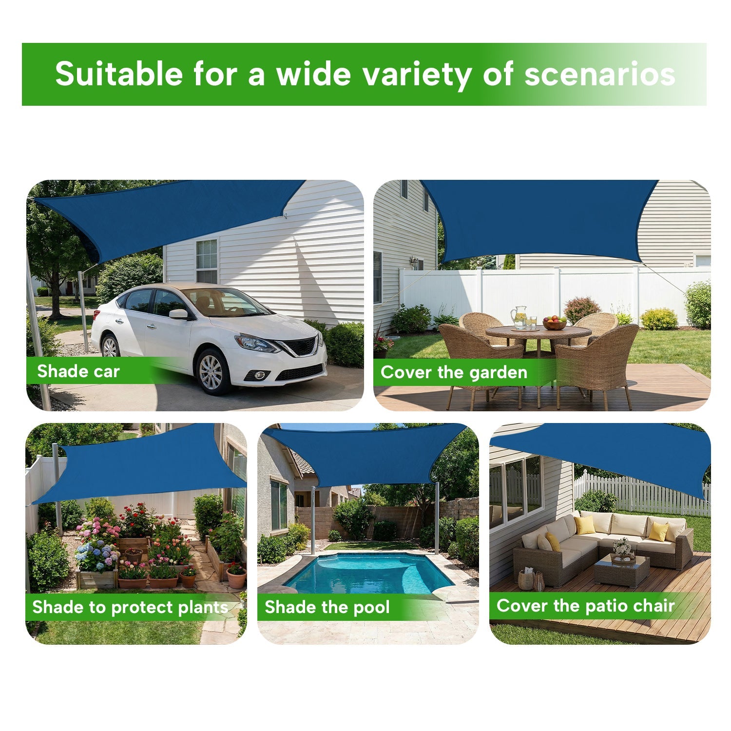 Rectangular Waterproof Shade Sail for Patio Garden and Pool | Sansoti