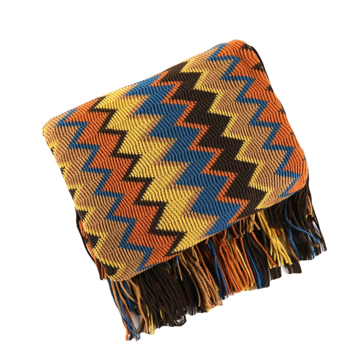 Plaid tricoté à la main, motif chevron, design géométrique, décoration pour le salon et la chambre, textile tricoté | Sansoti