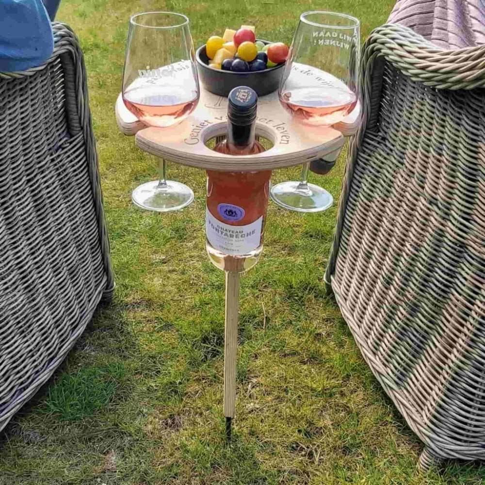 Tablette Portable pour Vin en Pique-Nique & Plein Air – Vin et Verres en Sécurité à l'Extérieur