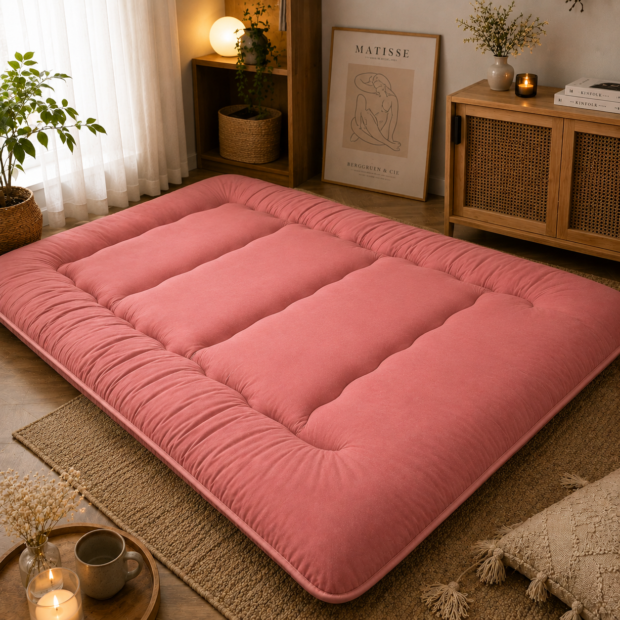 Opvouwbaar Futonmatras 10cm Dik Japanse Slaapmat Volwassenen Kinderen Tatami Yogamat Reisbed Gastenkamer | Sansoti