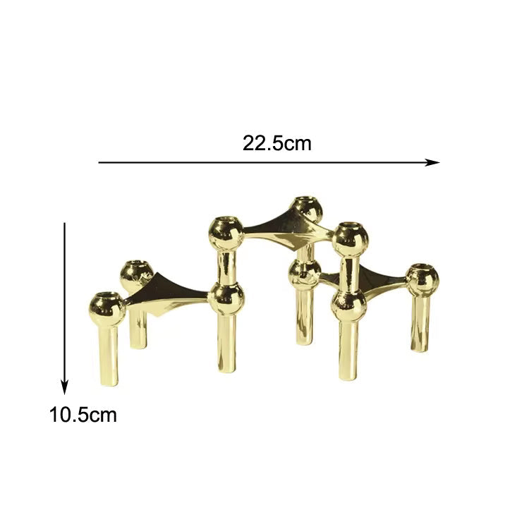 Kerzenhalter-Set, 3-teilig, Molekül-Design, Edelstahl, modernes skulpturales Tischornament, Wohnzimmerdekoration | Sansoti