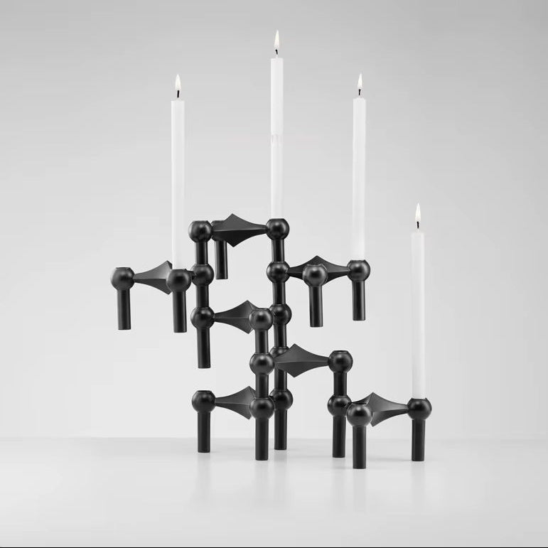 Kerzenhalter-Set, 3-teilig, Molekül-Design, Edelstahl, modernes skulpturales Tischornament, Wohnzimmerdekoration | Sansoti