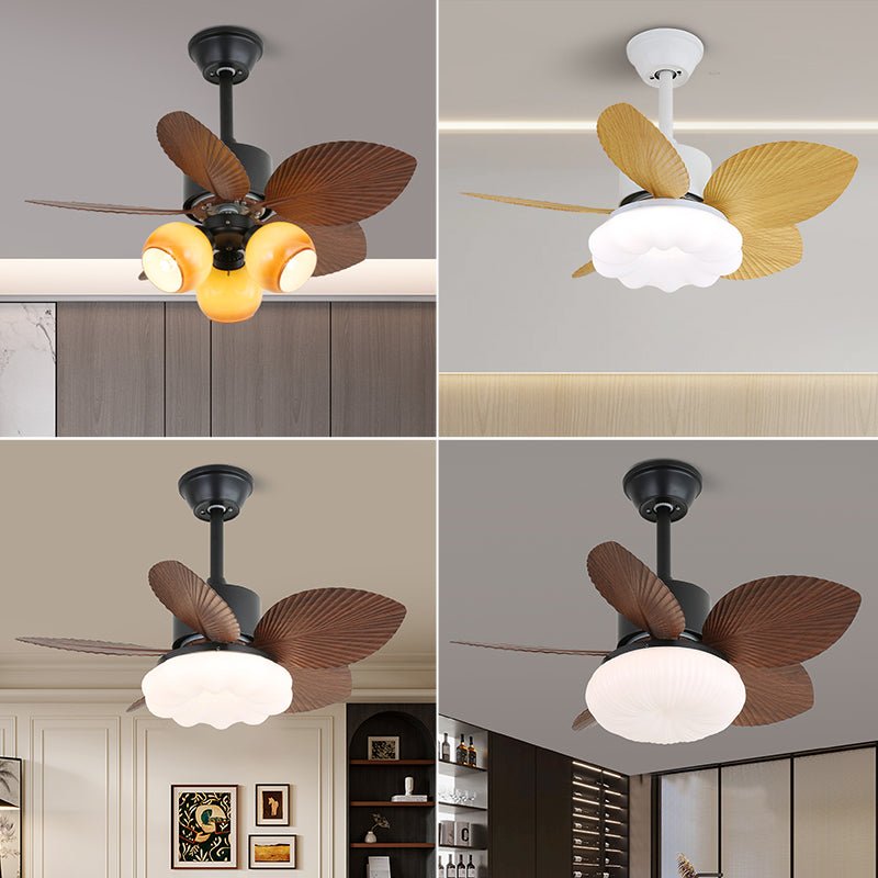 Ventilateur de plafond avec éclairage — Design en bois tropical — Ø75 cm — Commande 6 vitesses | Sansoti