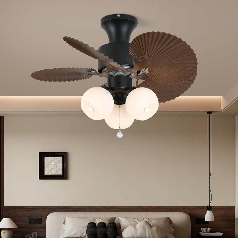 Tropische Plafondventilator met Glazen Verlichting – Ø 81cm – 6 Snelheden & Afstandsbediening | Sansoti